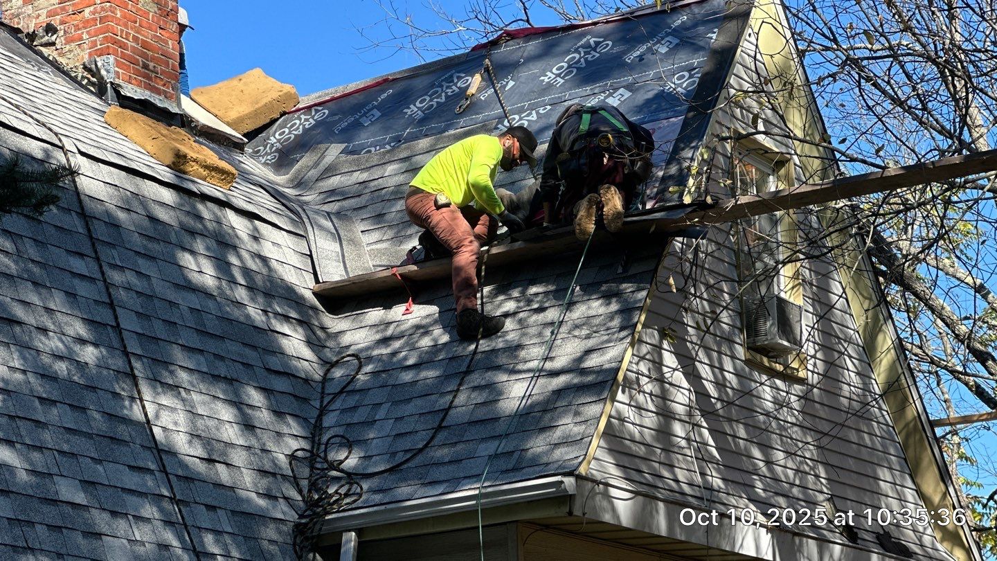 Full Roof & Porch EPDM Replacement with Skylight and Chimney Repairs by Mighty Dog Roofing of Greater Middlesex County