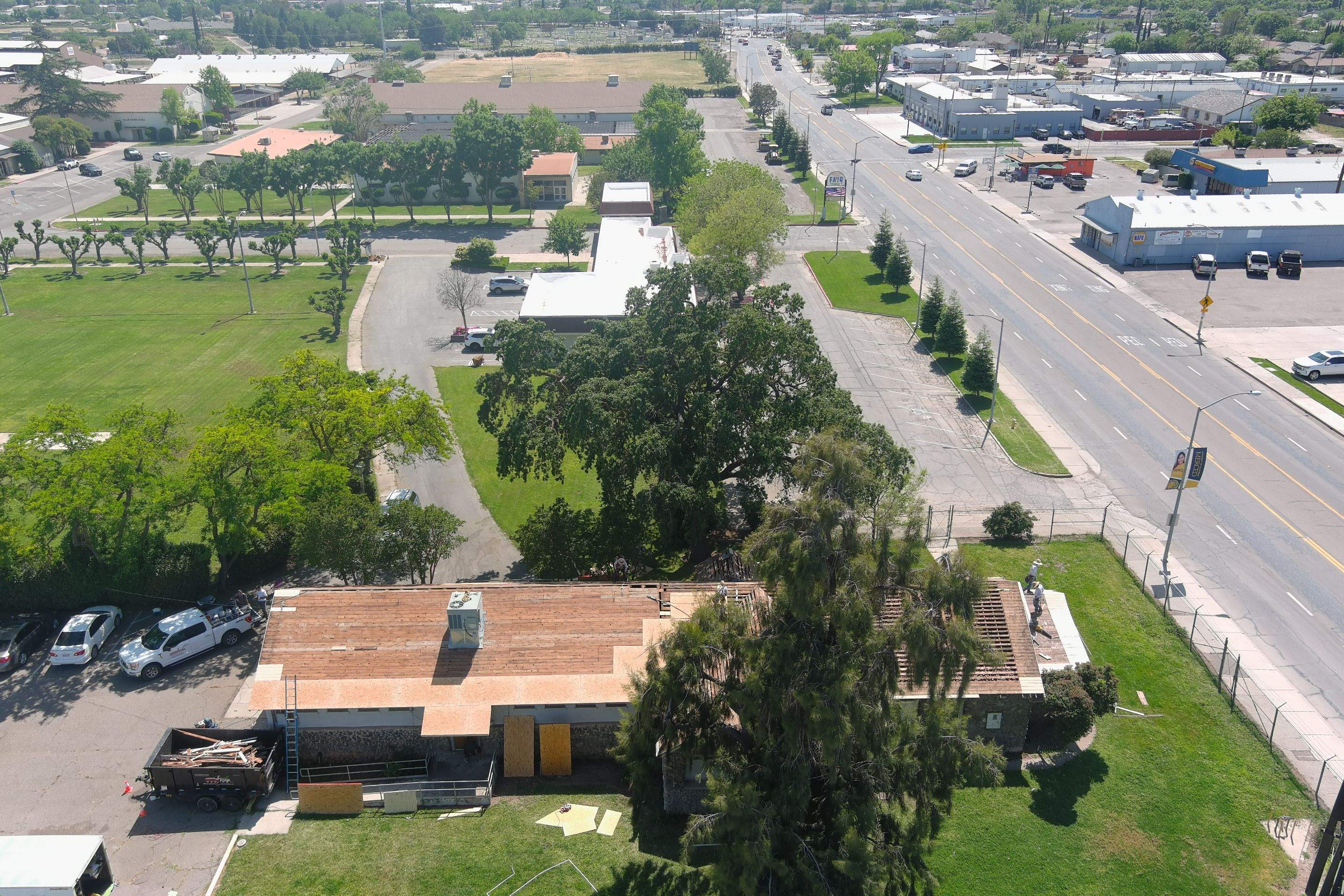 Certainteed Landmark Solaris shingle job at Merced Fairgrounds by Straight Edge Roofing Inc