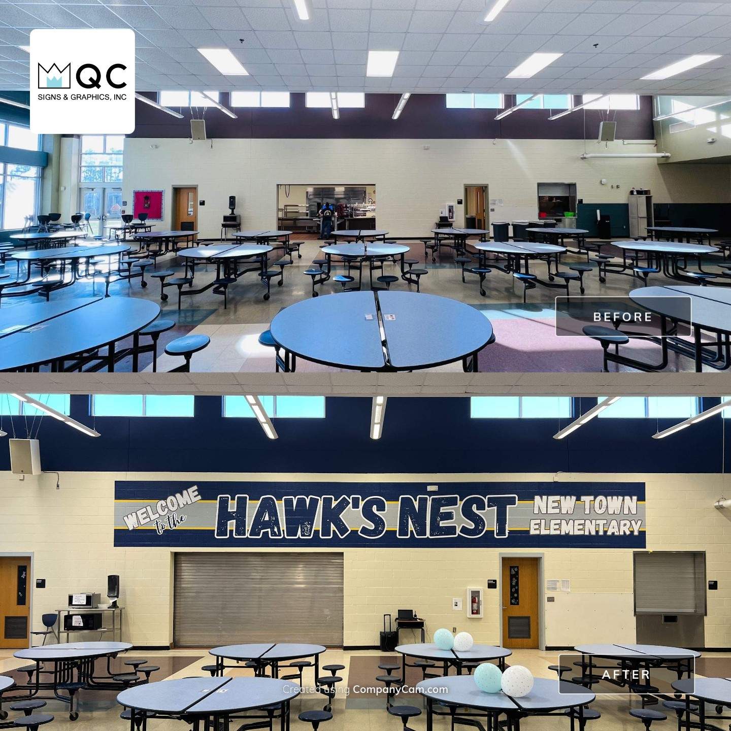 New Town Elementary School - Cafeteria Wall Graphic by QC Signs and Graphics