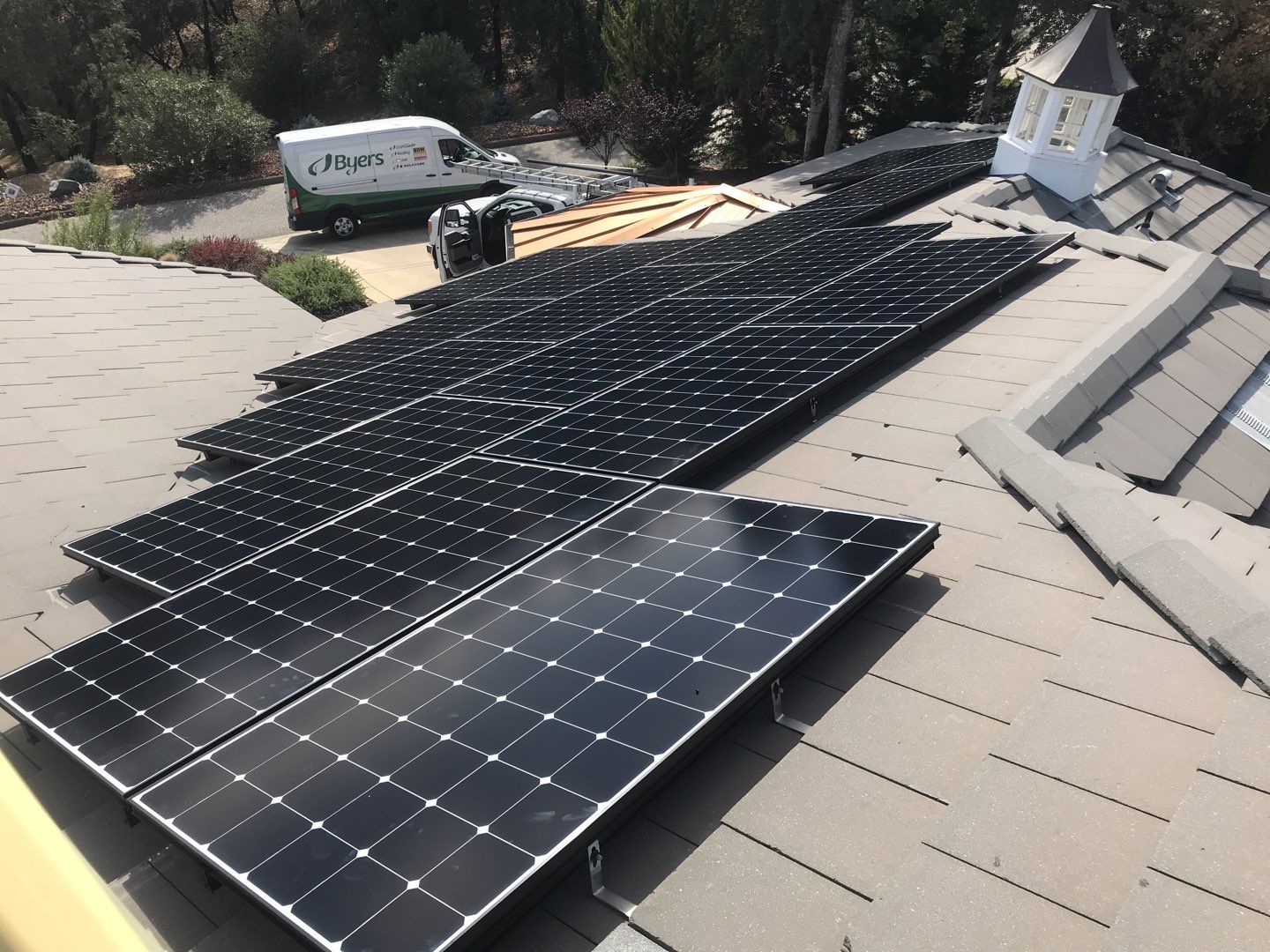 Solar panels power this home by Byers Enterprises 