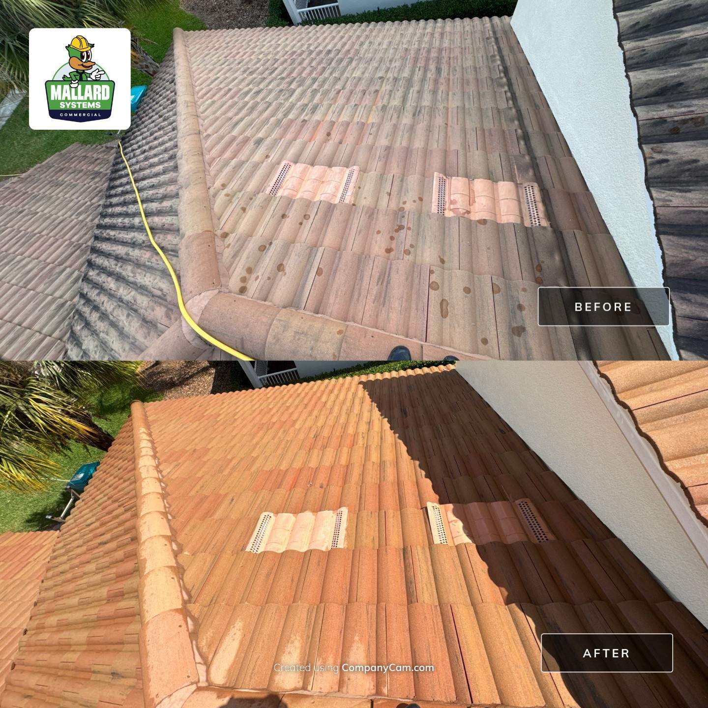 Barrel Tile Roof & Paver Driveway Cleaning by Mallard Systems