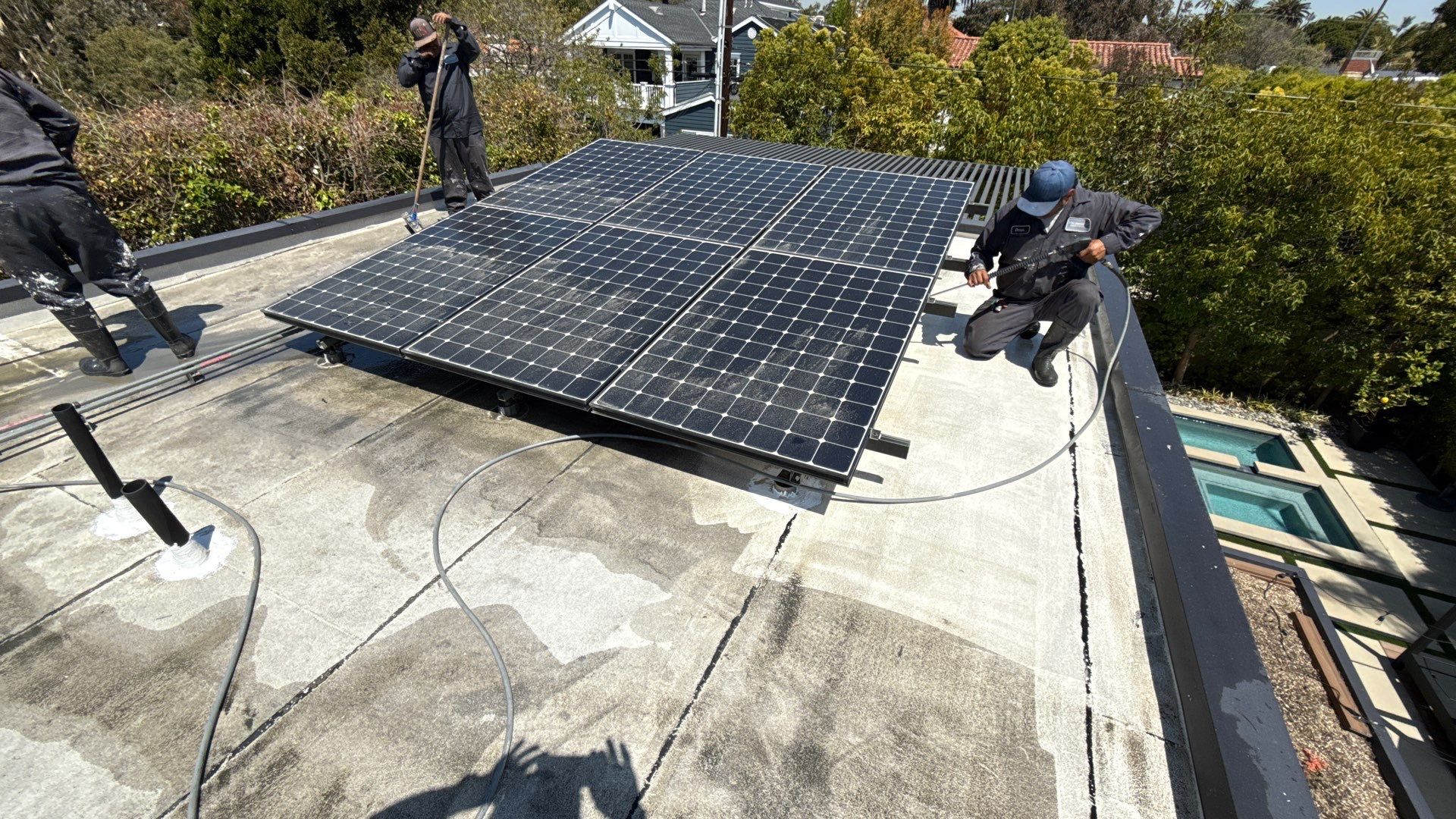 Silicone Membrane Installation using American Standard Coatings Silicone-S by Hull Brothers Roofing