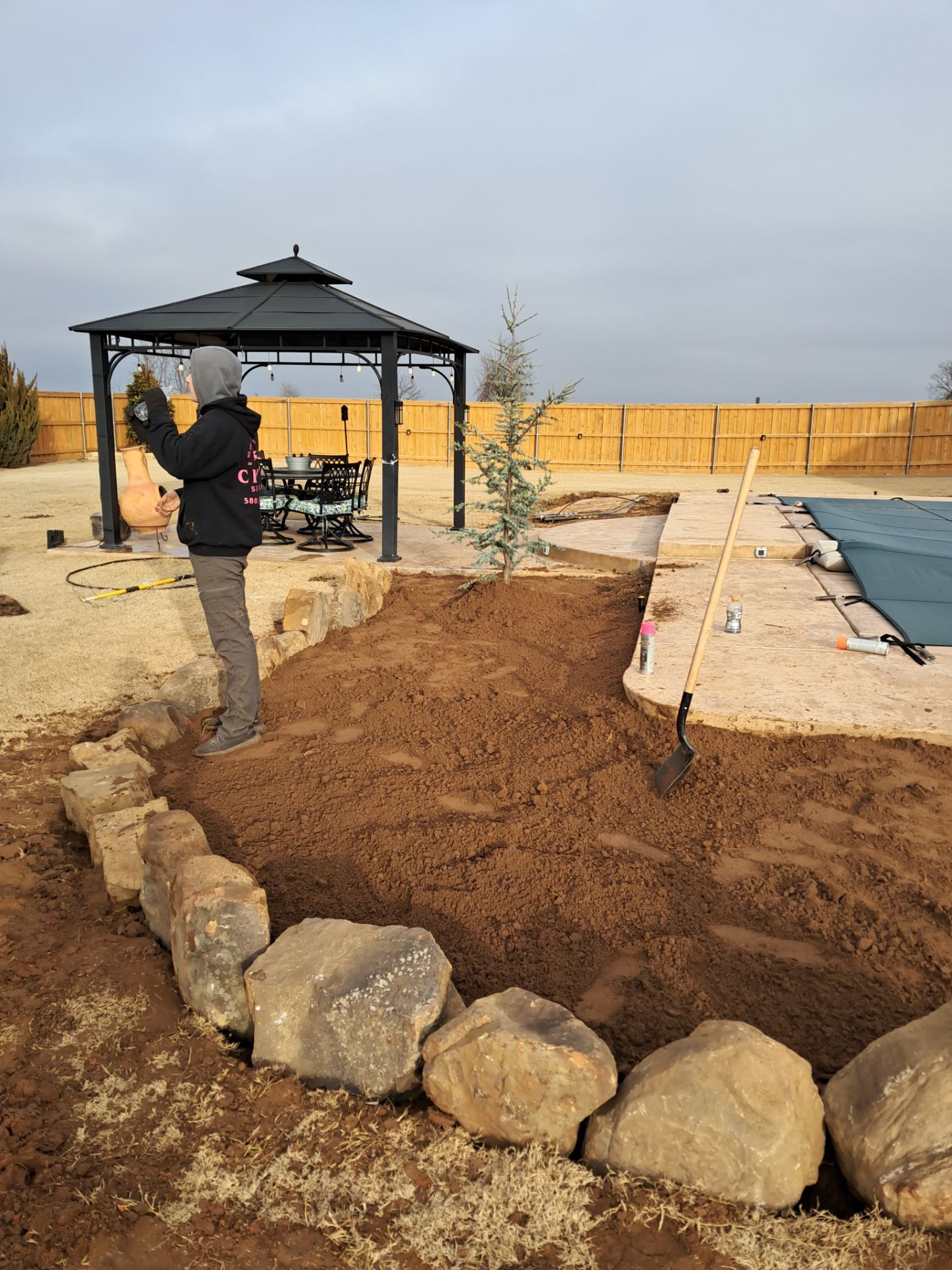 Landscape installation w/ irrigation and landscape lighting by Clays Services Inc
