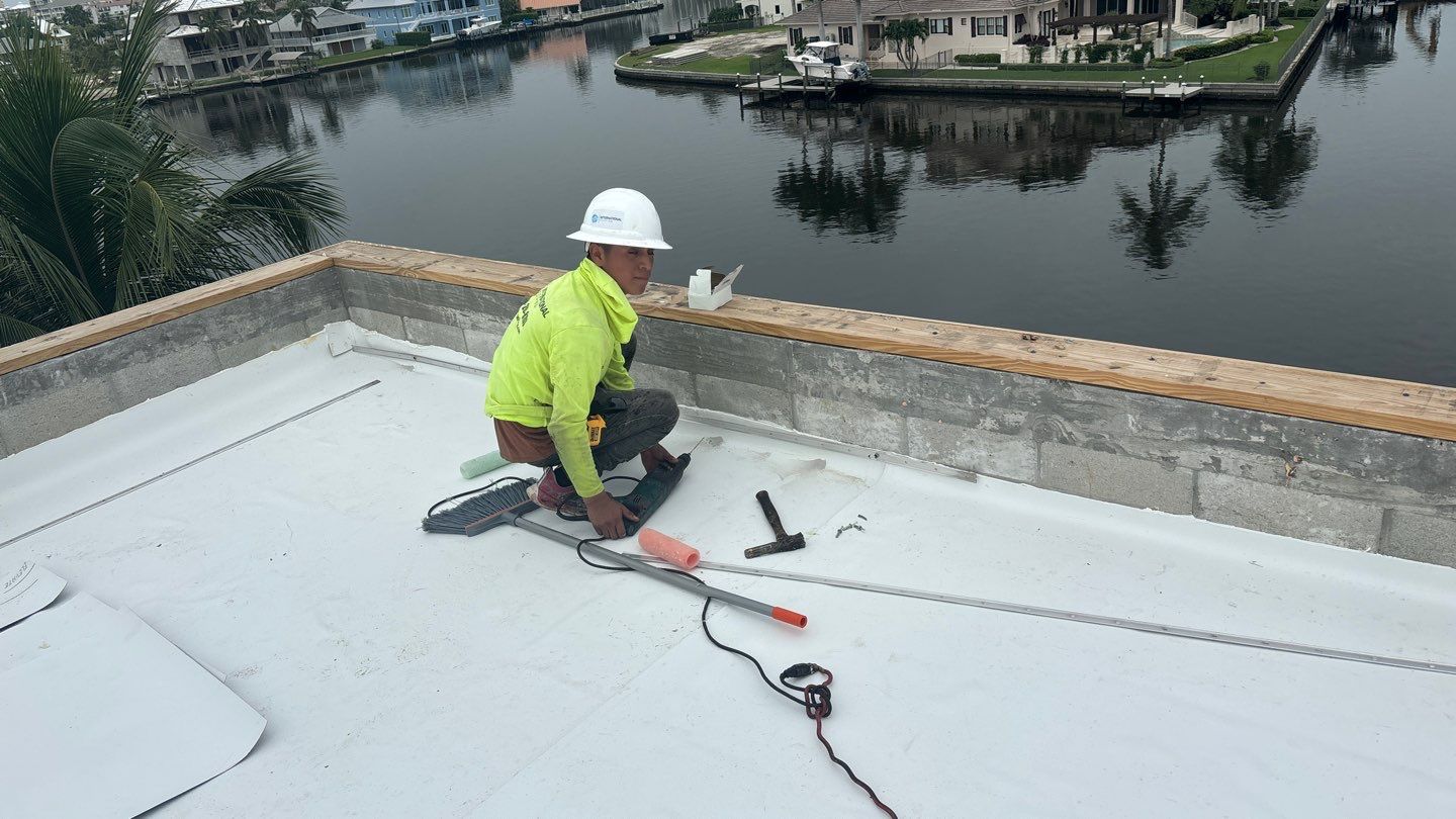 Residential Install of Flat TPO by International Roofing