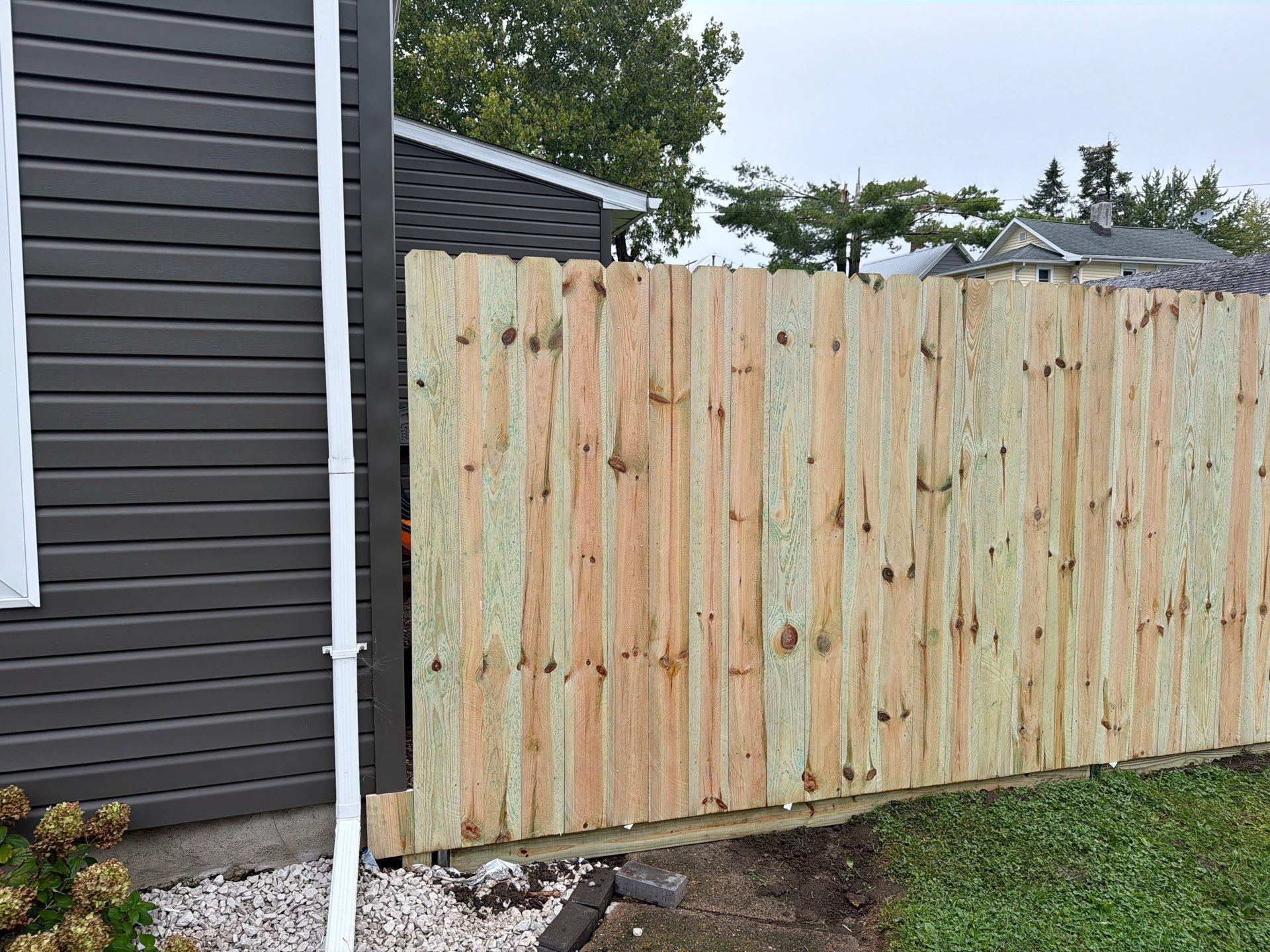 Custom Wood Privacy Fence and Black Chain Link Gate in Independence by Perfect Picket Fence and Stain