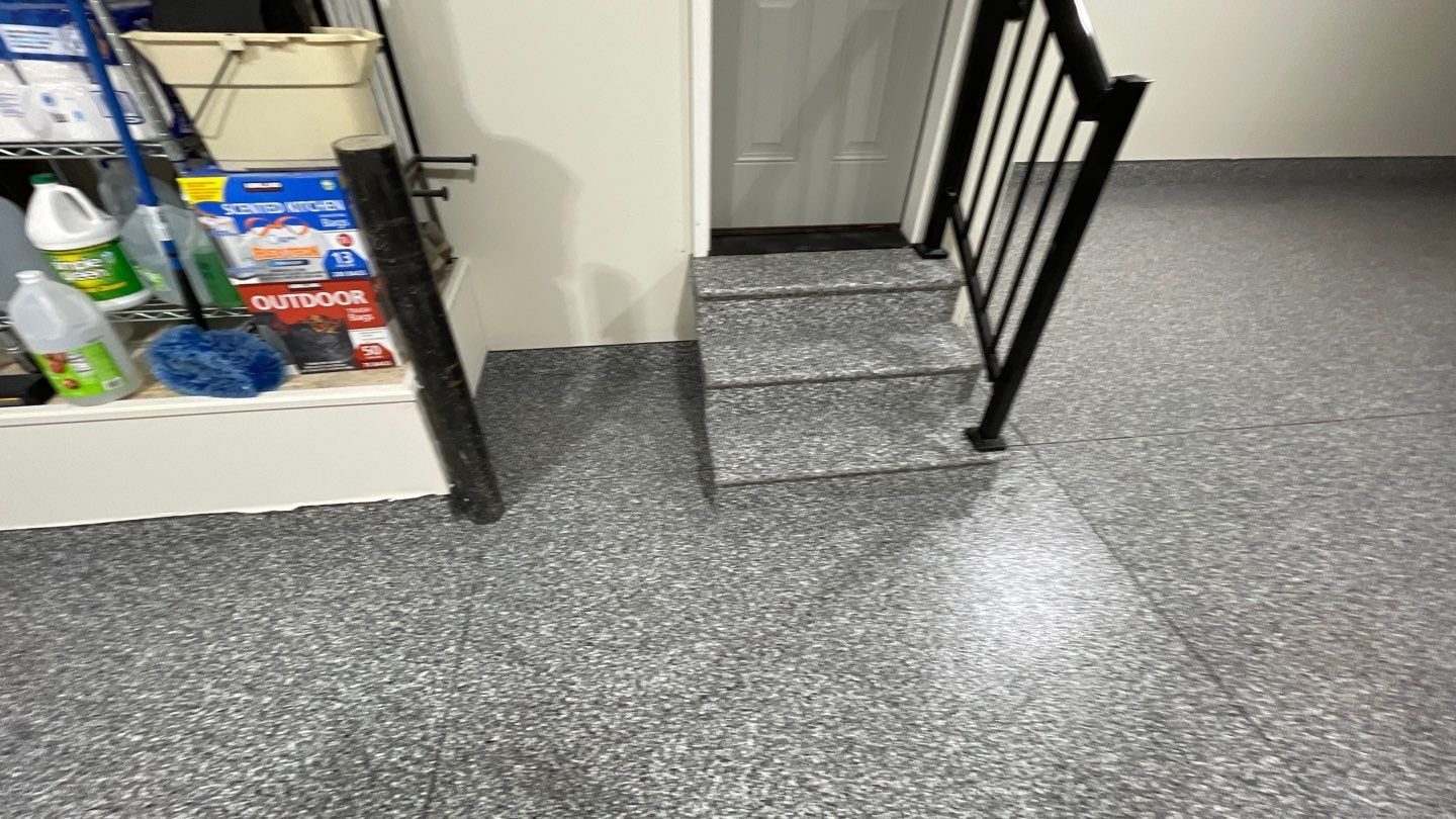 Garage Transformation using Smoke Colorway by Croc Coatings, LLC