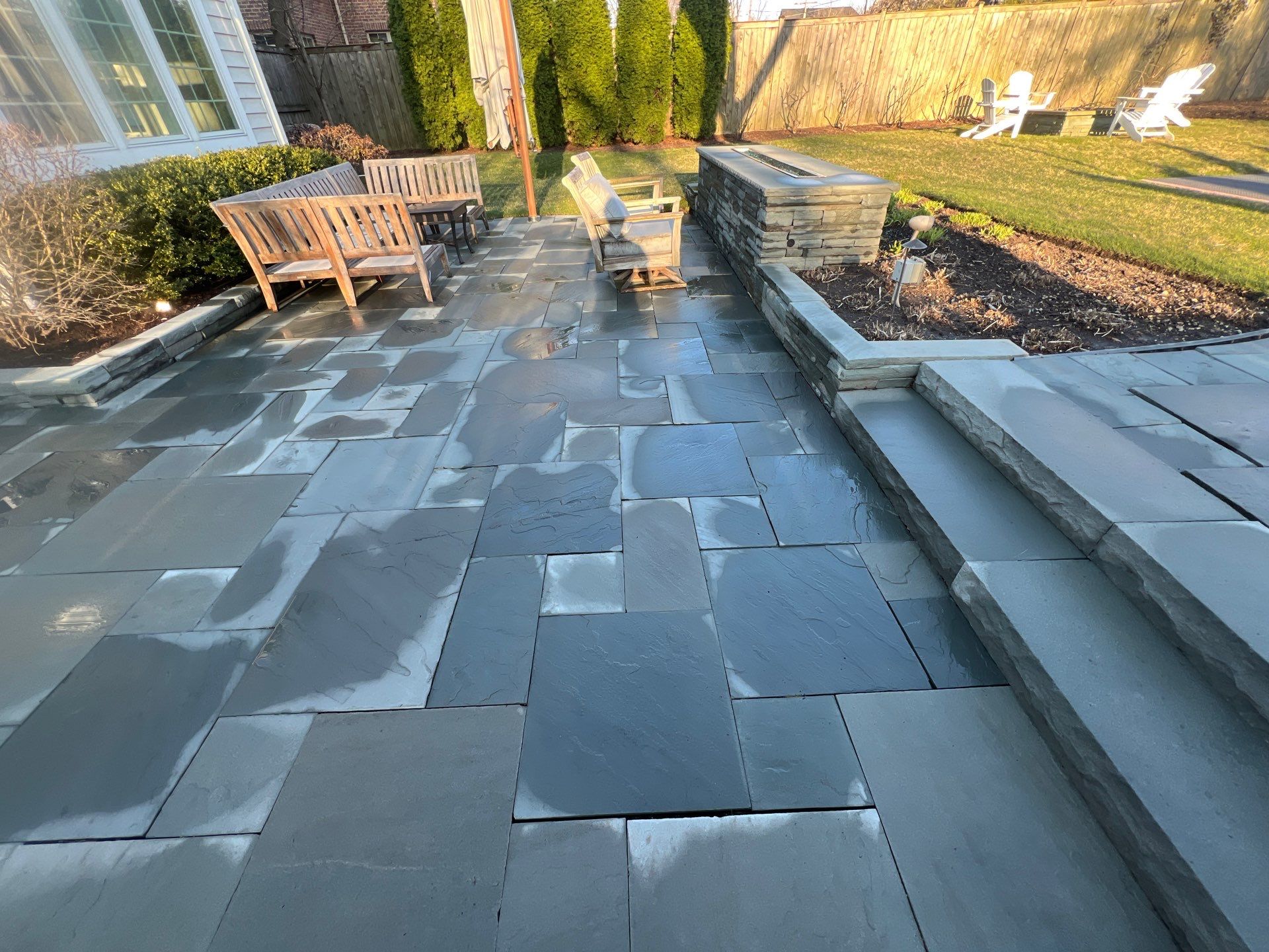 bluestone using Algaecide, soft wash soap by Northern Power Washing LLC.
