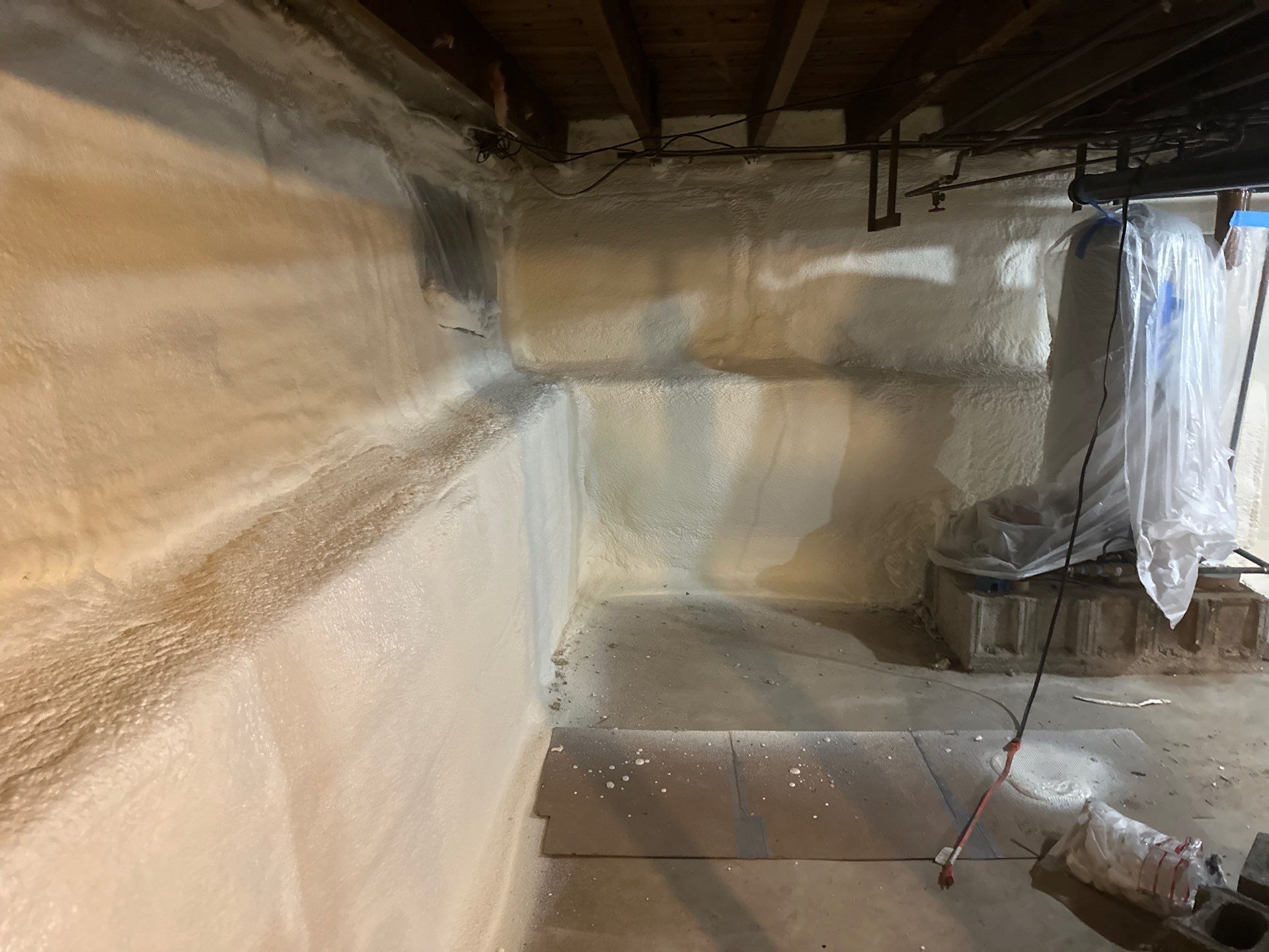Basement Exterior Walls using Closed Cell Spray Foam by NYS Foam & Energy