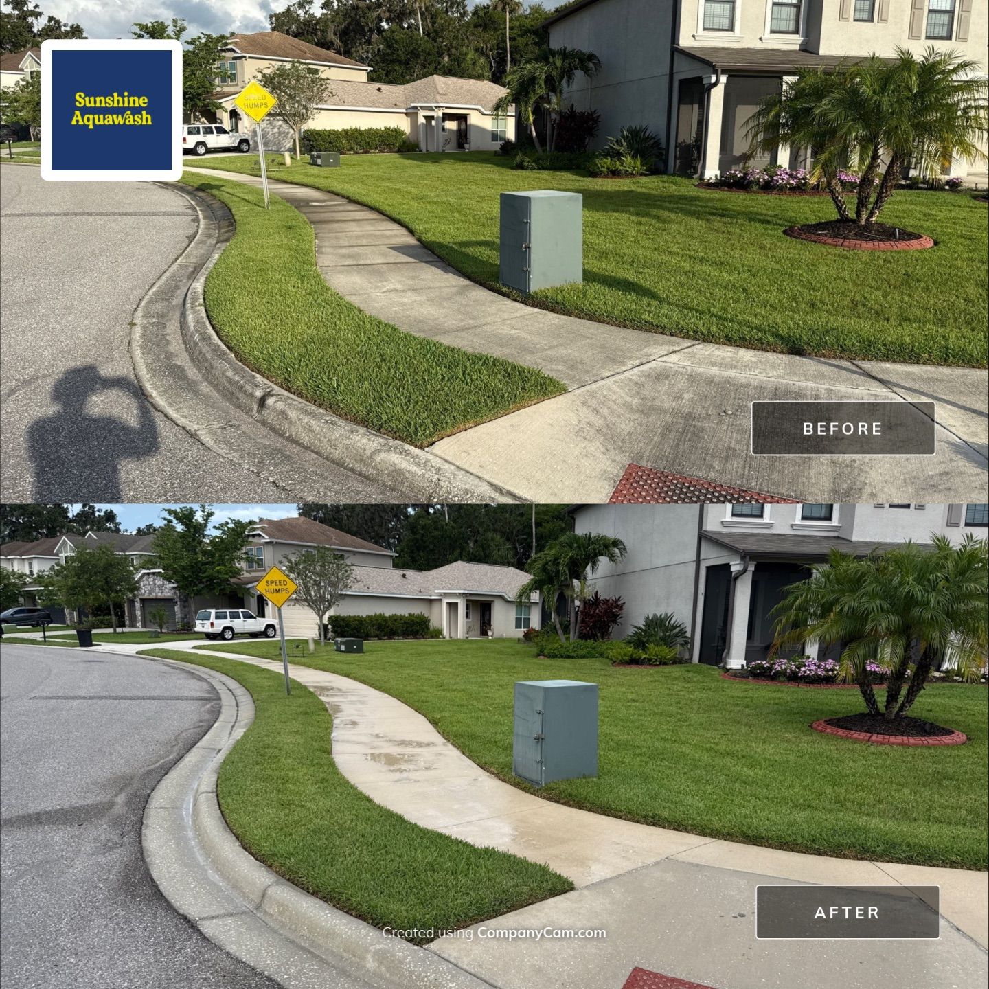 Large Corner Lot Concrete Cleaning in Old Mill Preserve – Palmetto, FL by Sunshine AquaWash