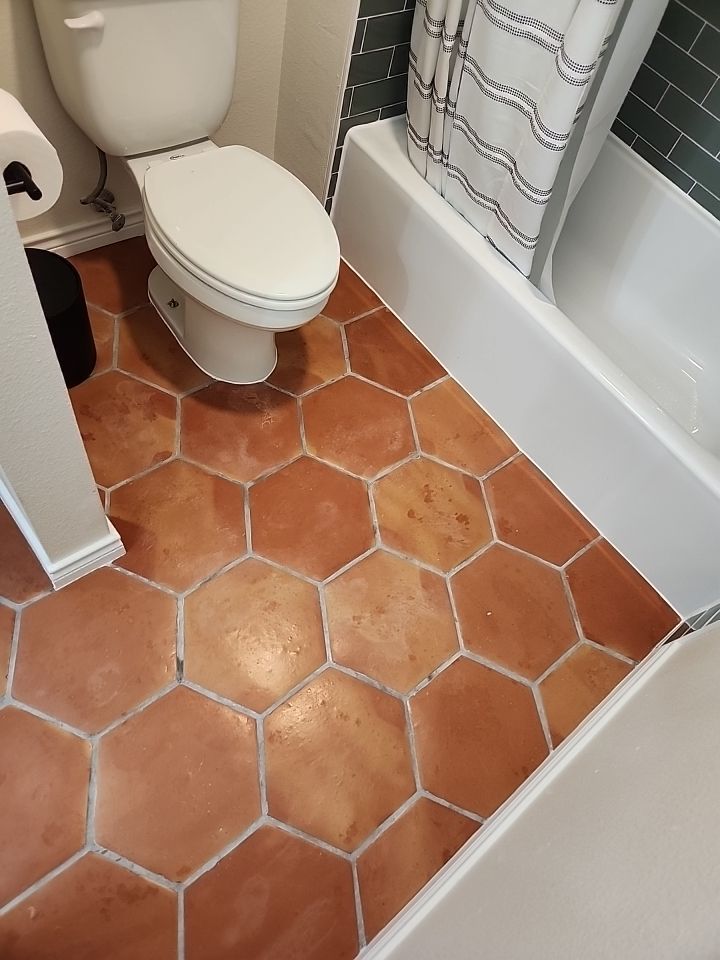 Braun Station Bathroom Remodel Mixing Sage Subway Tile & Saltillo Flooring by Legacy Bath and Kitchen