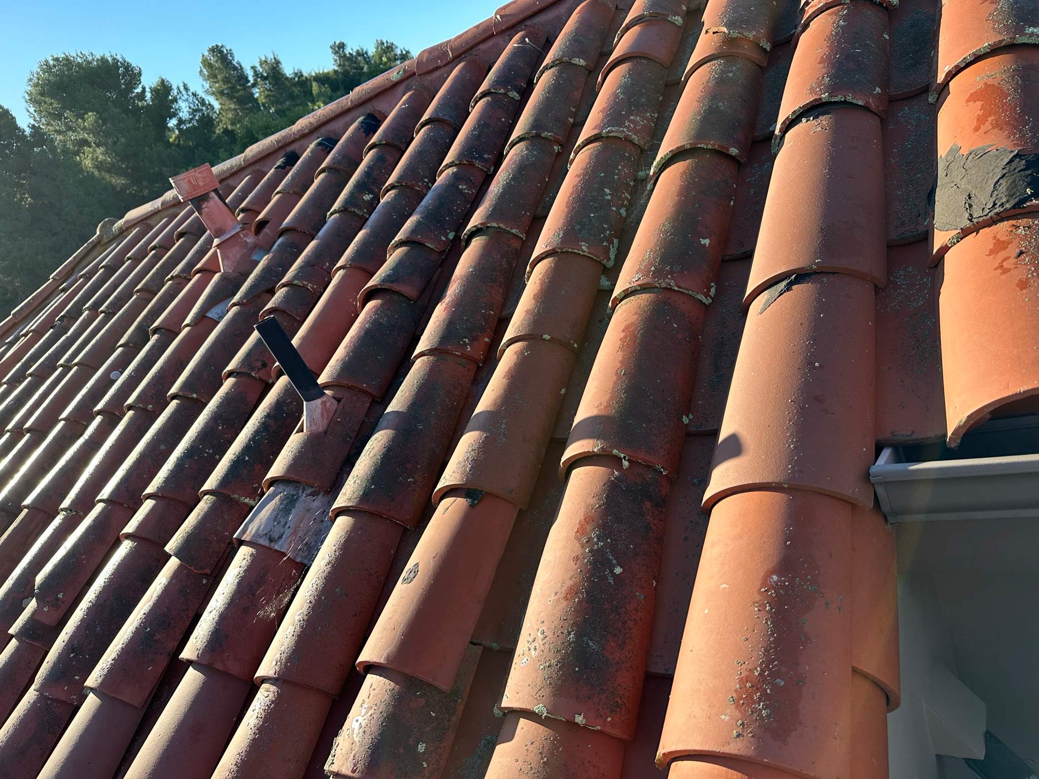 Orange County Clay Tile Roof Soft Wash on Unwalkwable Roof by Property Cleaning Experts, LLC
