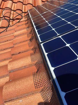 Solar Panel Bird Proofing using Critter Guard Mesh