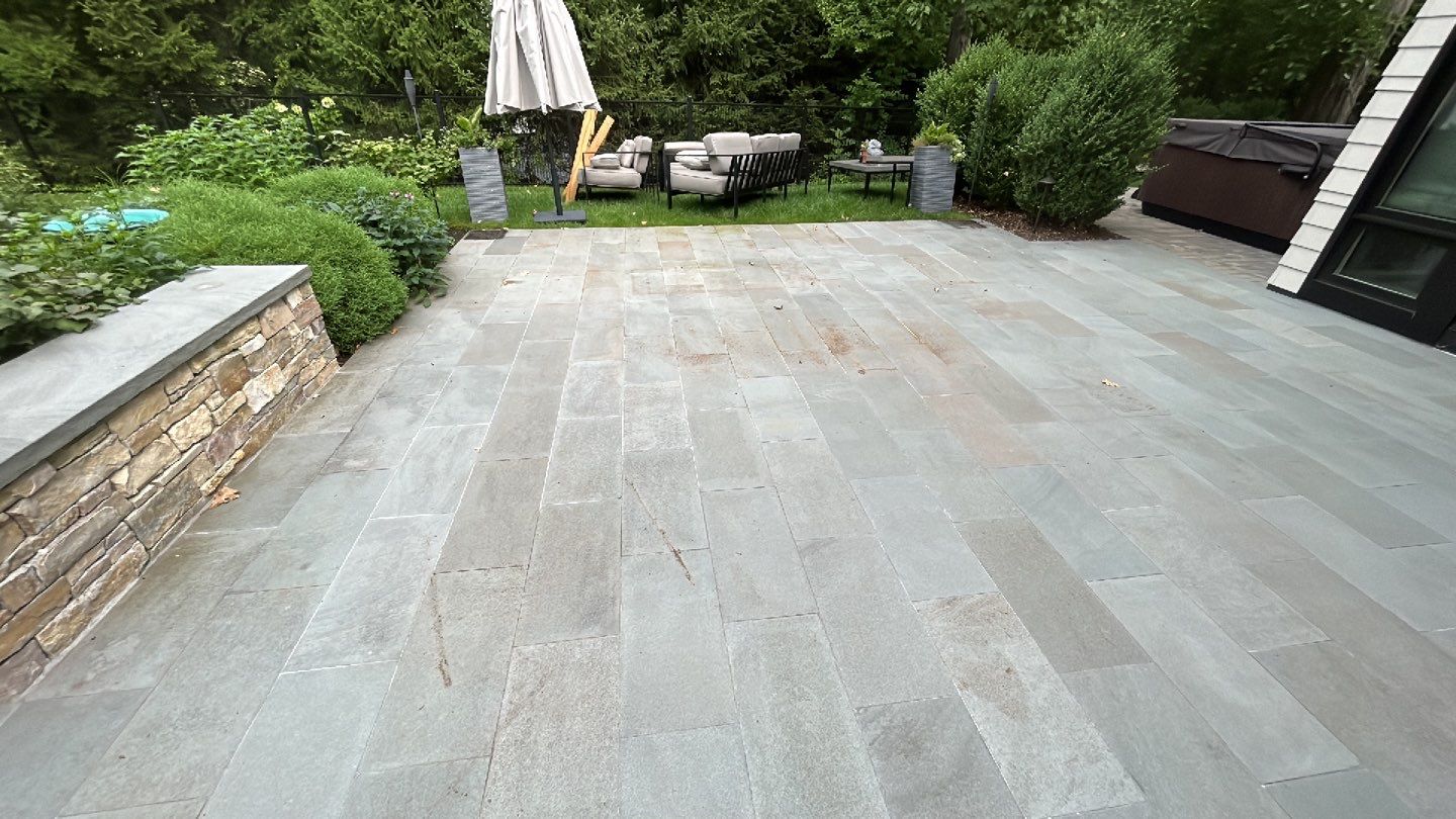 bluestone using Algaecide, soft wash soap by Northern Power Washing LLC.