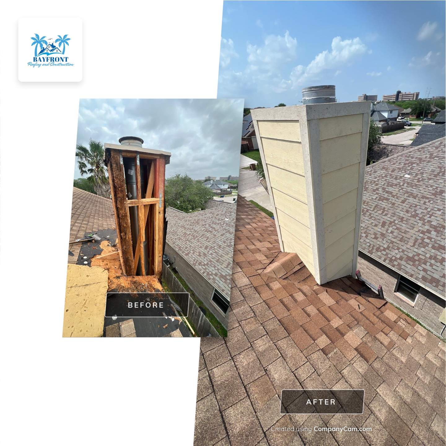 Chimney looks good but its BAD! by Bayfront Roofing and Construction