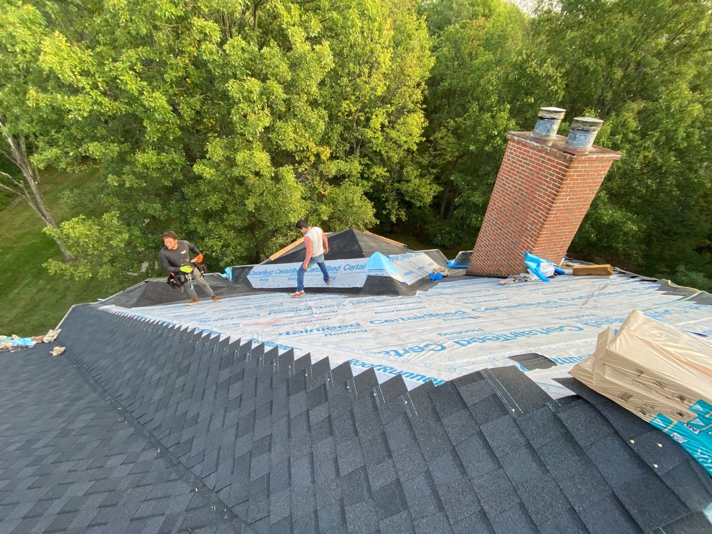 Roof Replacement using CertainTeed Landmark Moire Black by 180 Contractors