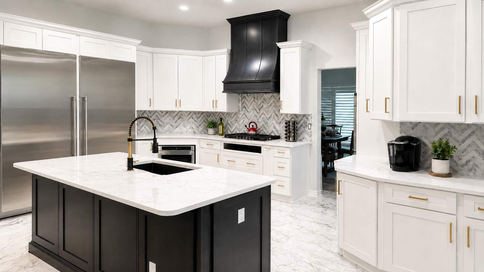 Luxury White Kitchen Remodel in The Dominion Featuring Custom Cabinetry and Marble Finishes by Legacy Bath and Kitchen