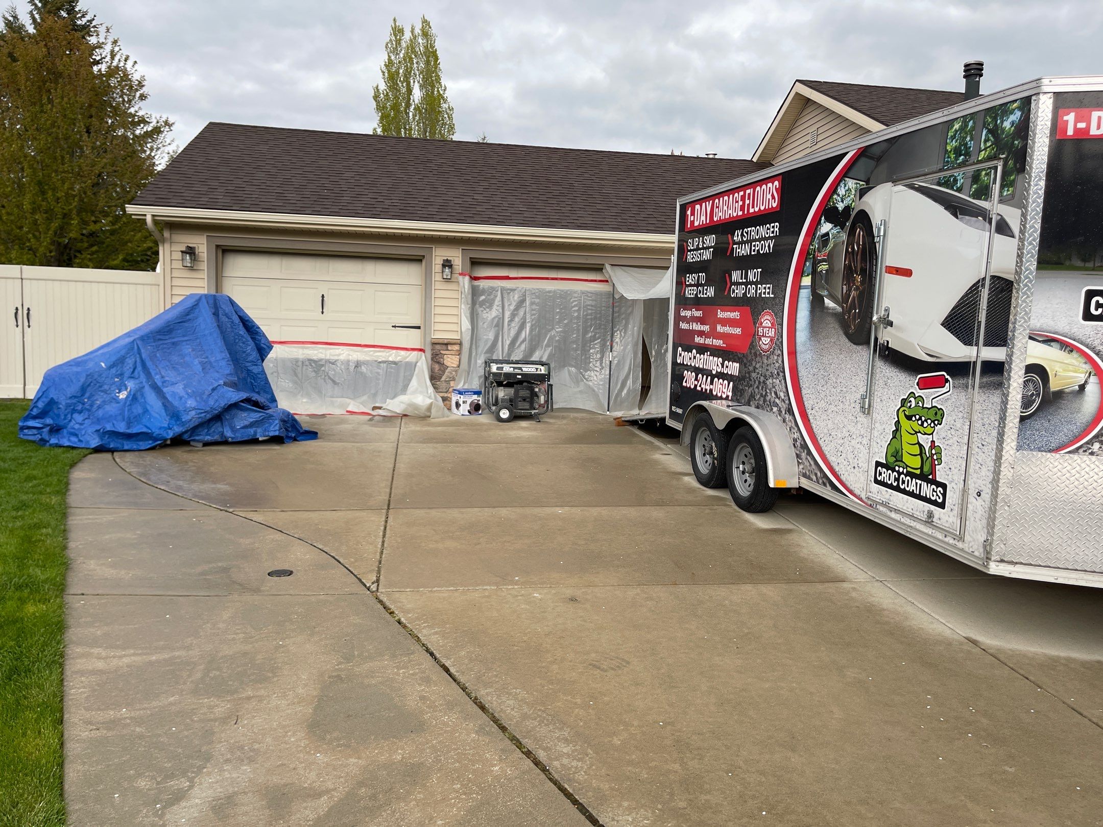 Garage Transformation using Pebble Beach and Front Porch using Greystone by Croc Coatings, LLC