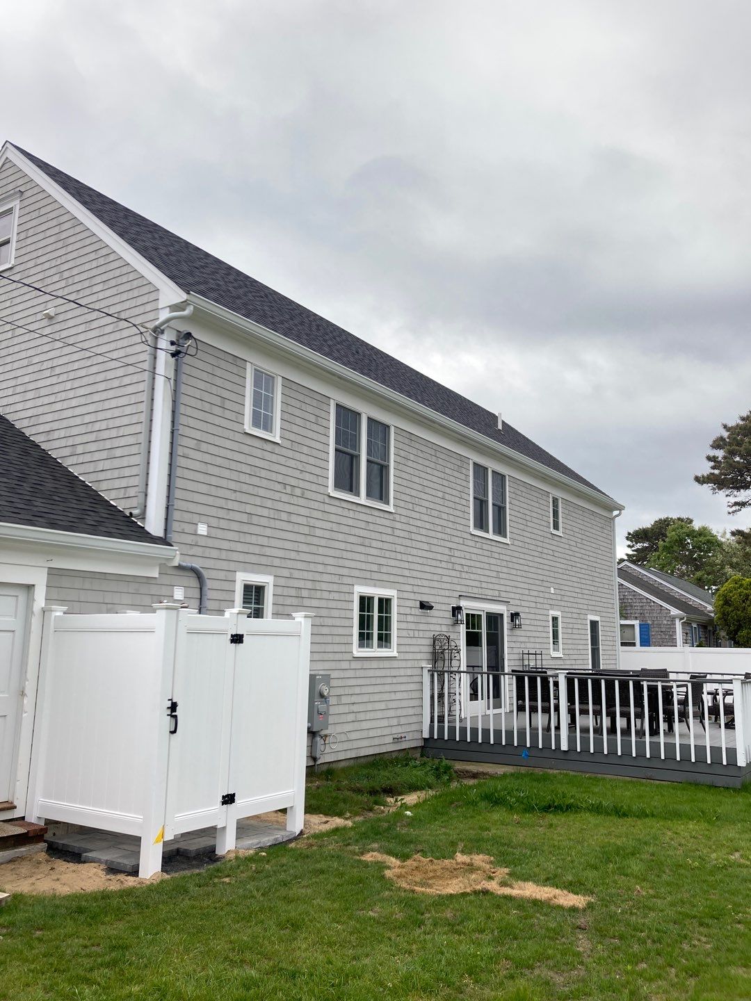 6" K-Style Aluminum Gutter Installed with 3" Round Smooth Downspouts in South Yarmouth, MA by Gutter Pro Enterprises
