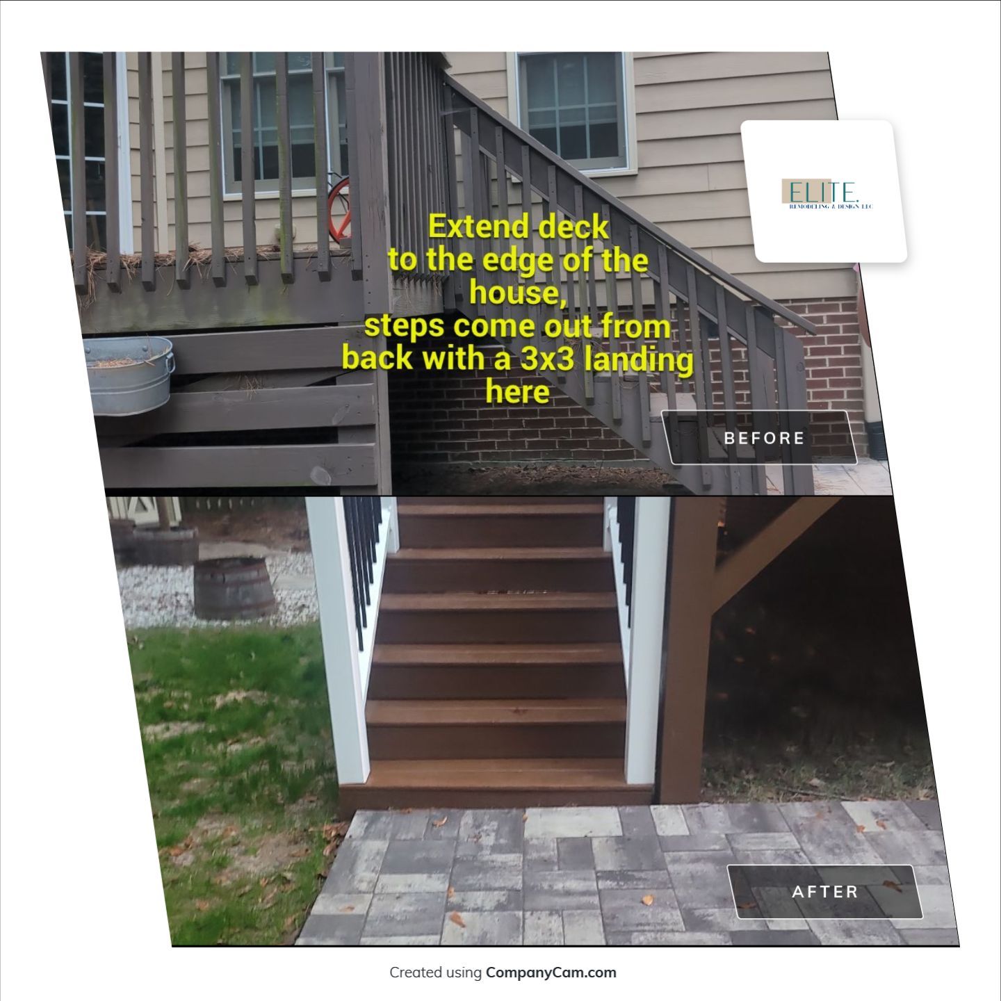 Fuquay-Varina Outdoor Upgrade – Composite Deck & Paved Landing by Elite Remodeling and Design LLC