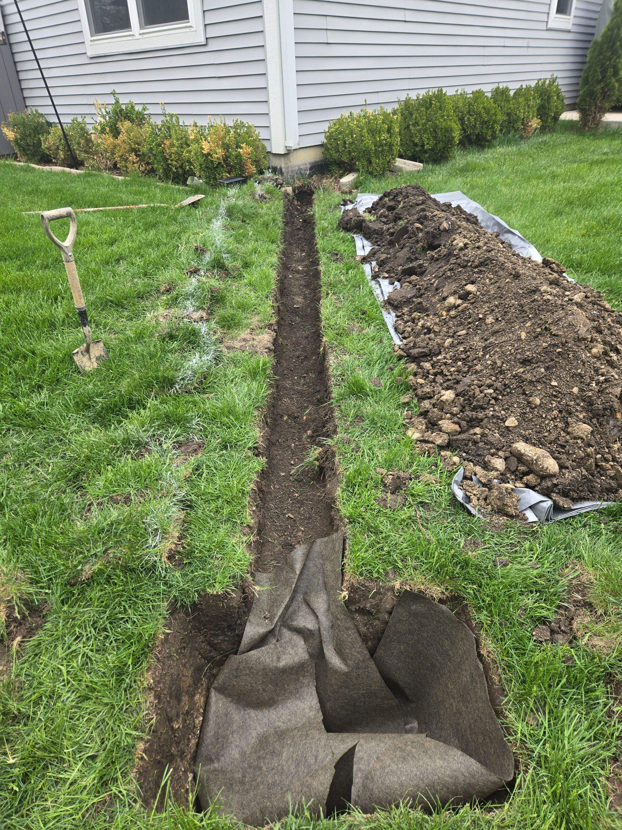 Downspout Discharge Installation & Yard Regrading by Allied Water Services