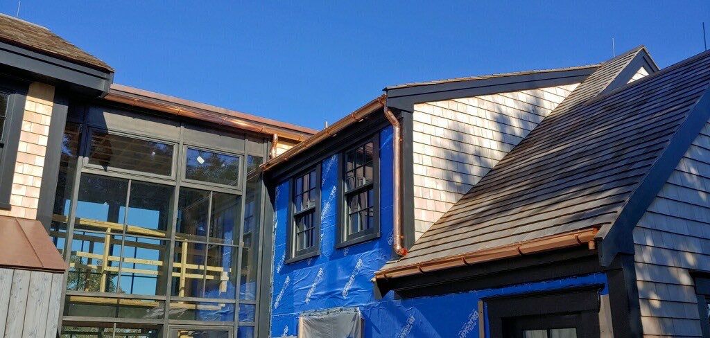 Gutter Installation using 6" Half Round Copper Gutter in Provincetown, MA by Gutter Pro Enterprises