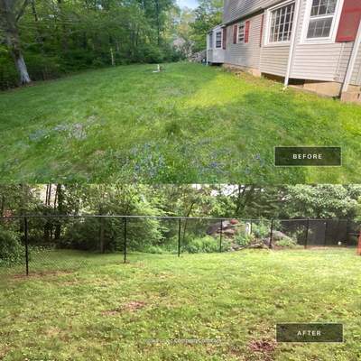 New Black Chain link fence with matching gate. 