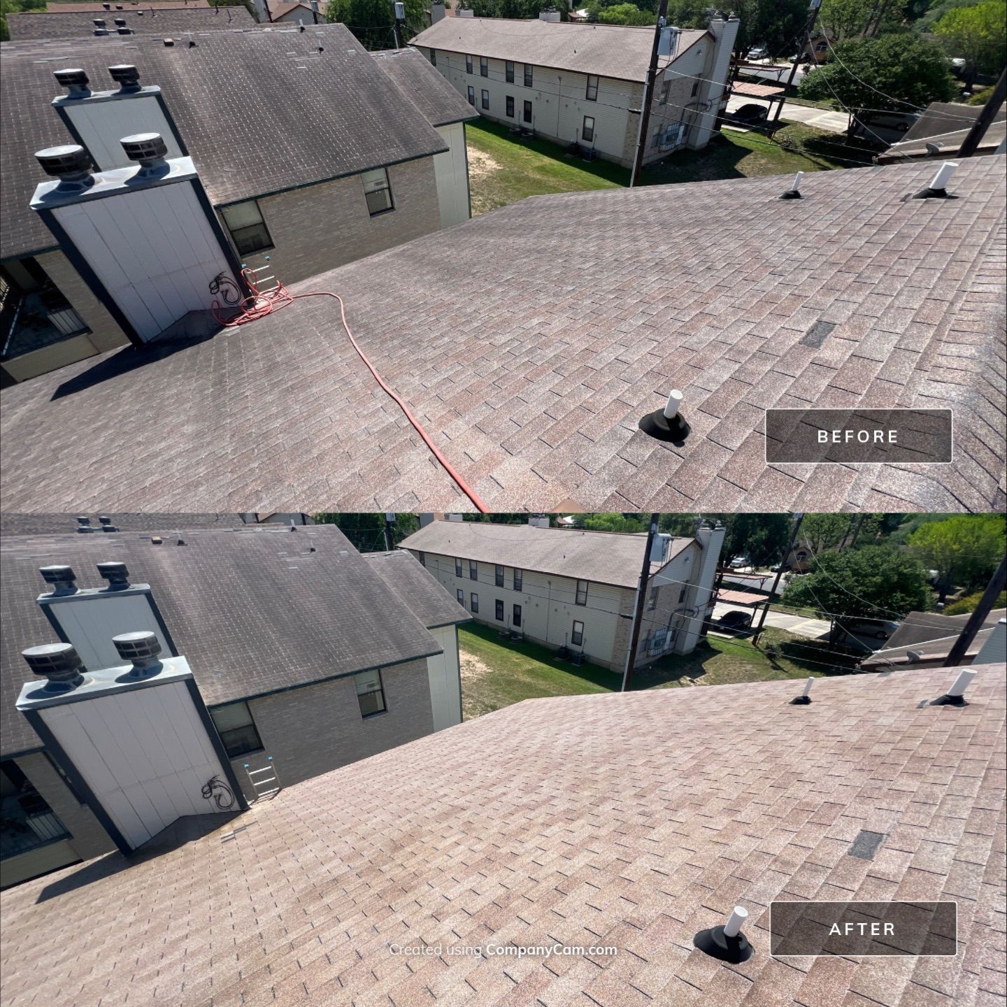 Shingle Roof Washing Project in San Antonio by Bright Choice