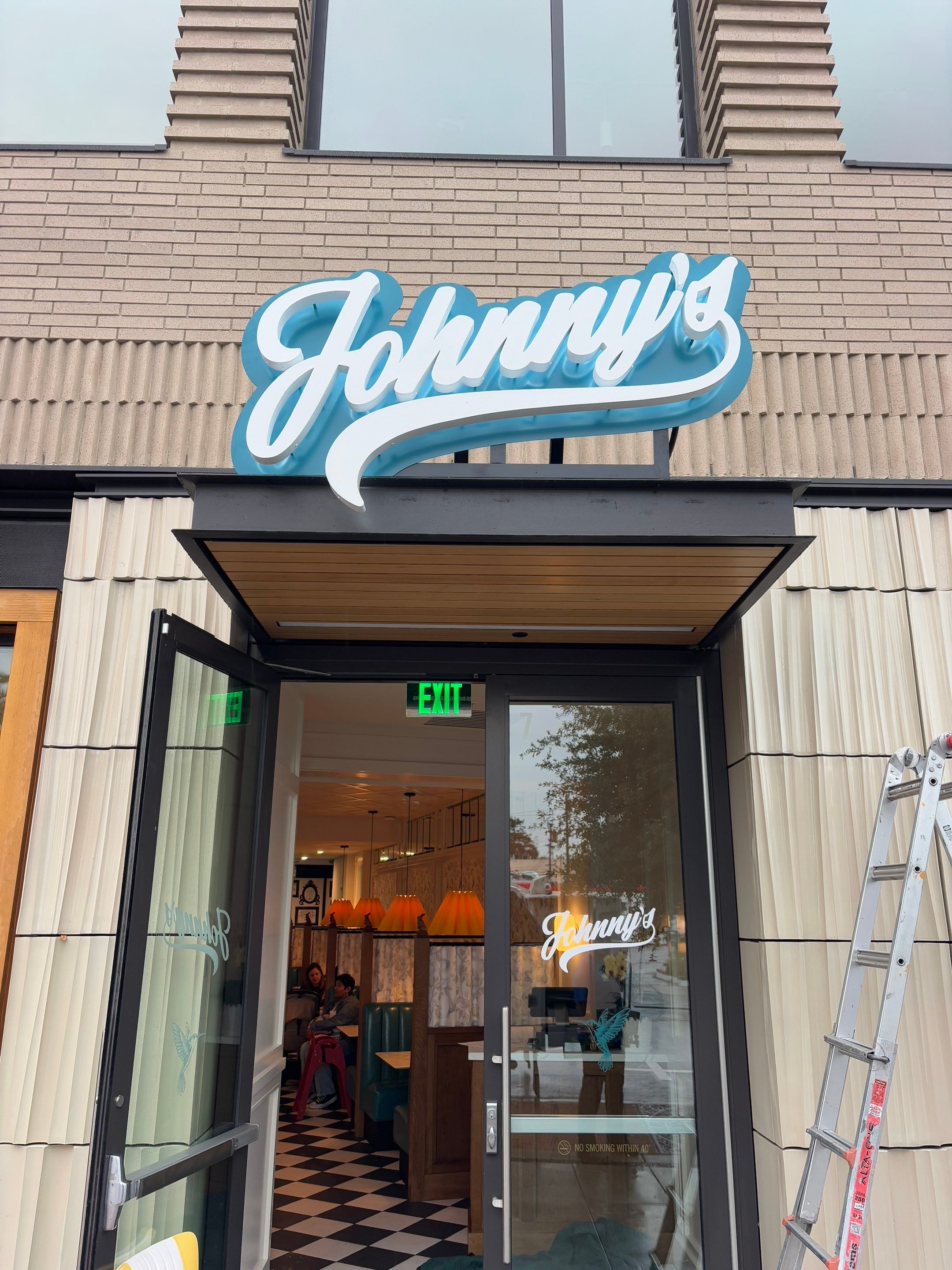 Custom Channel Letter Signage Installation for Johnny's in San Mateo by City Signs
