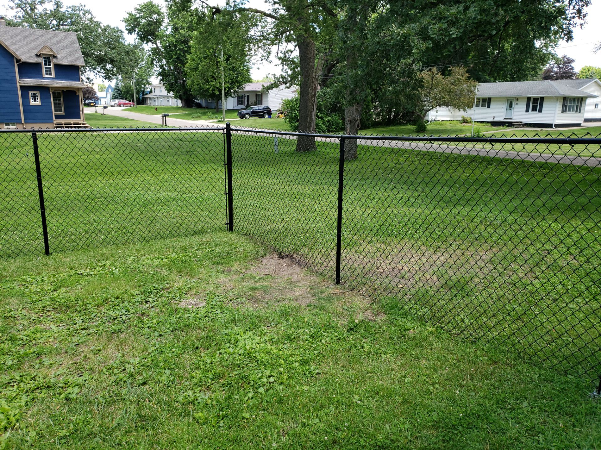 Black Vinyl Coated Chain Link Fence Installation in Independence by Perfect Picket Fence and Stain