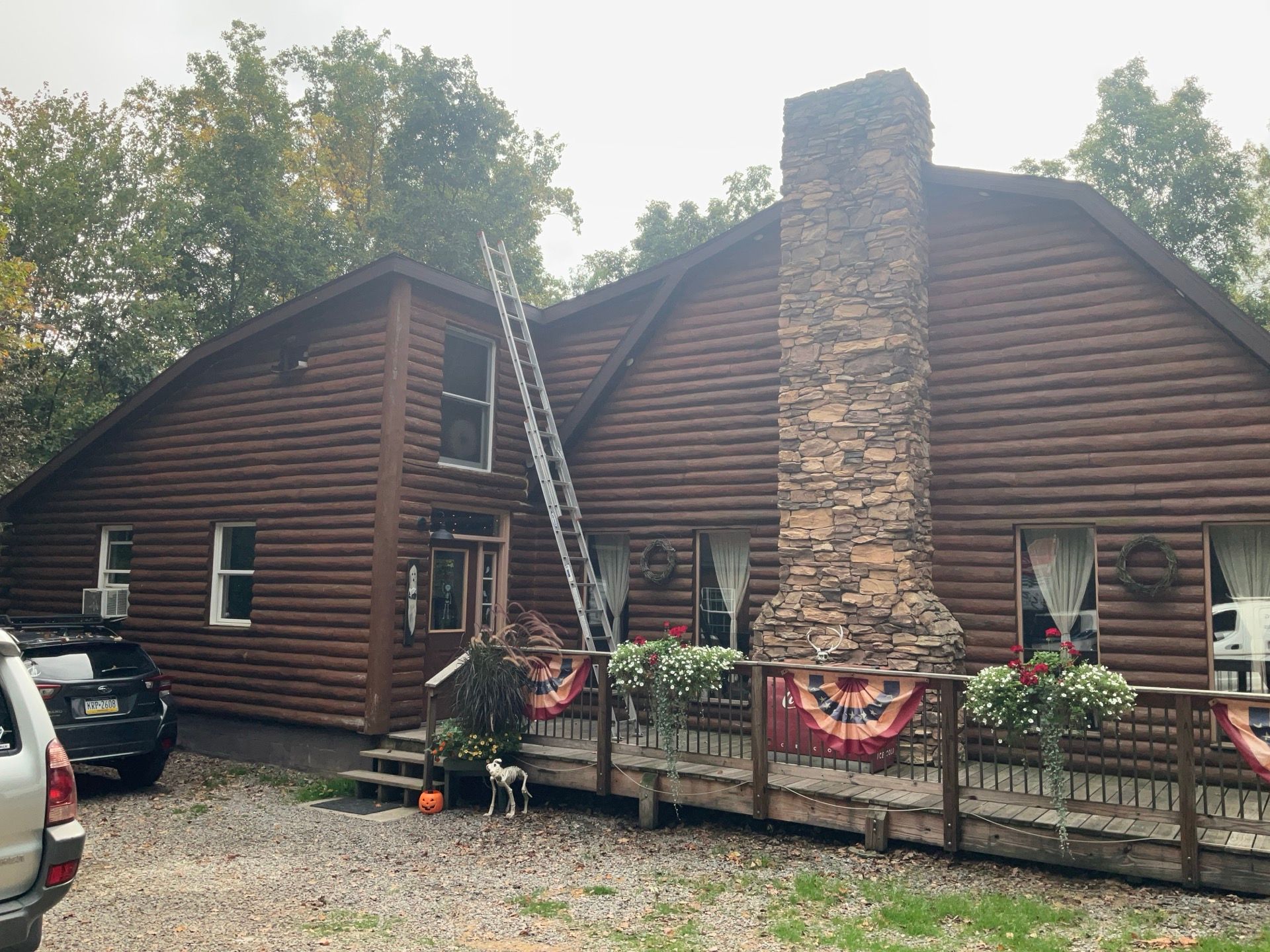Log Cabin Standing Seam Metal Roof and Skylight Replacement by Esh Builders