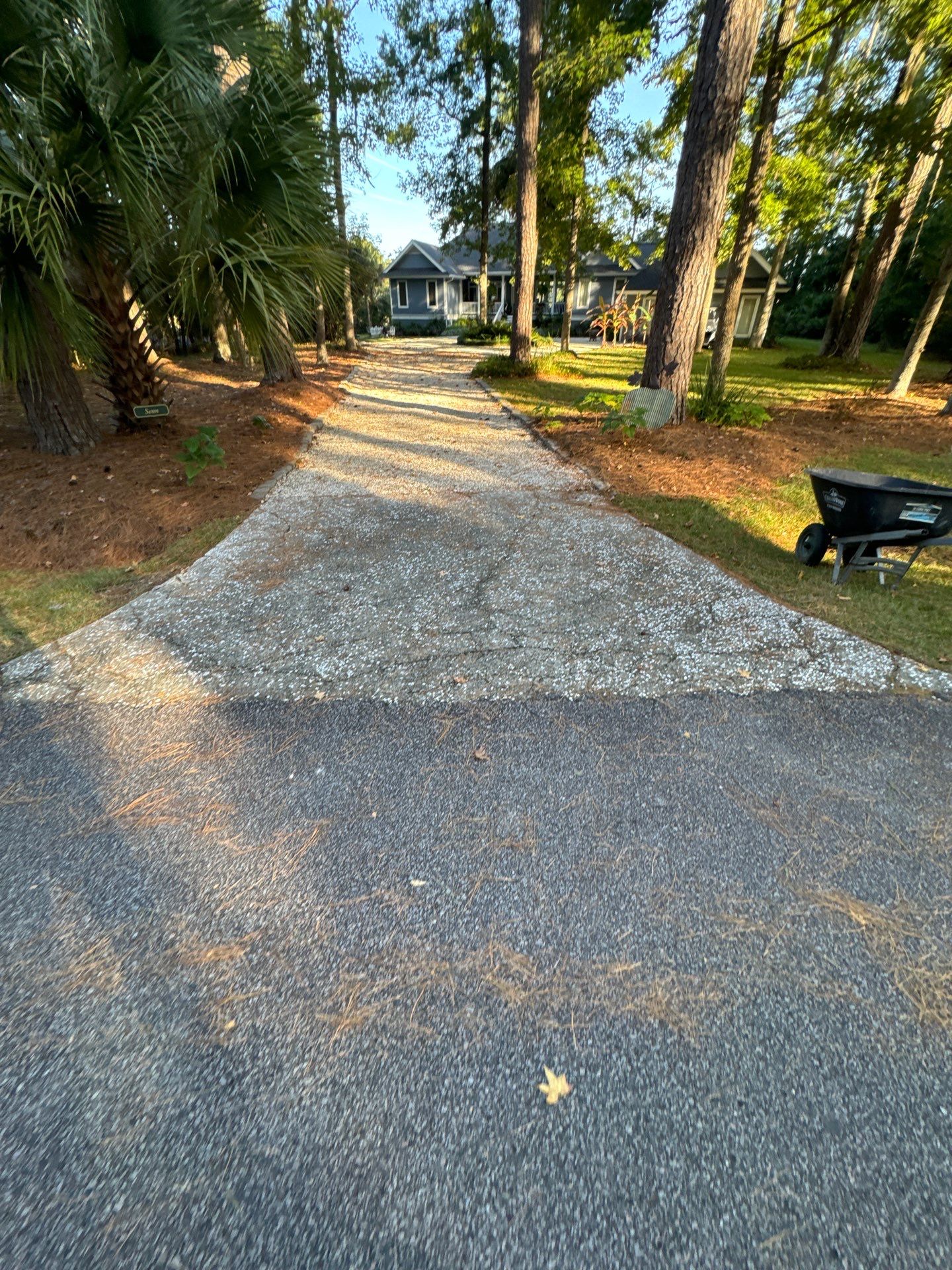 Concrete Driveway and Patio Installation With Decorative Brick Borders by Lowcountry Scapes, LLC
