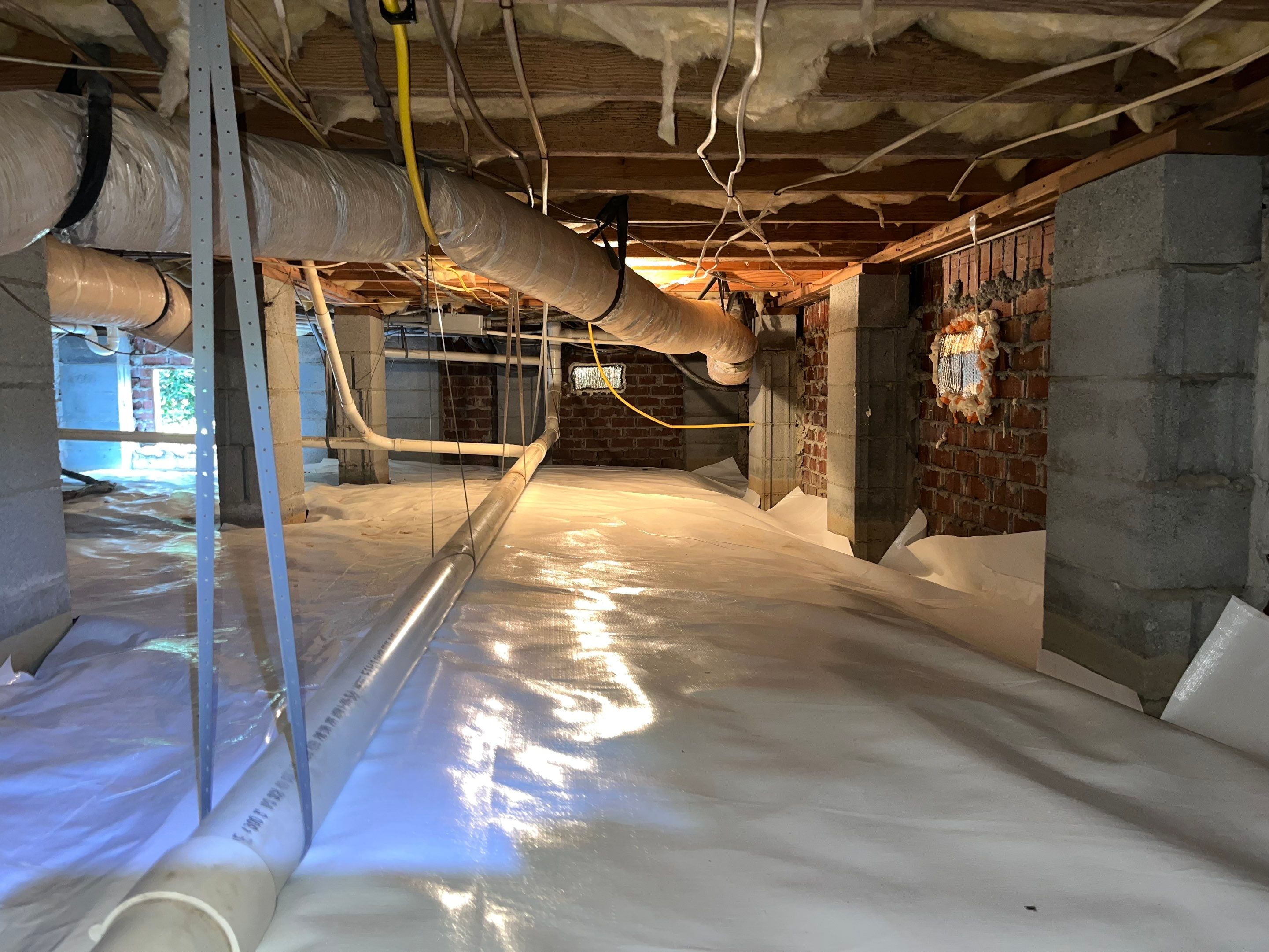 Dehumidifier and Moisture Barrier install with Structural repairs. by Impact Crawlspace