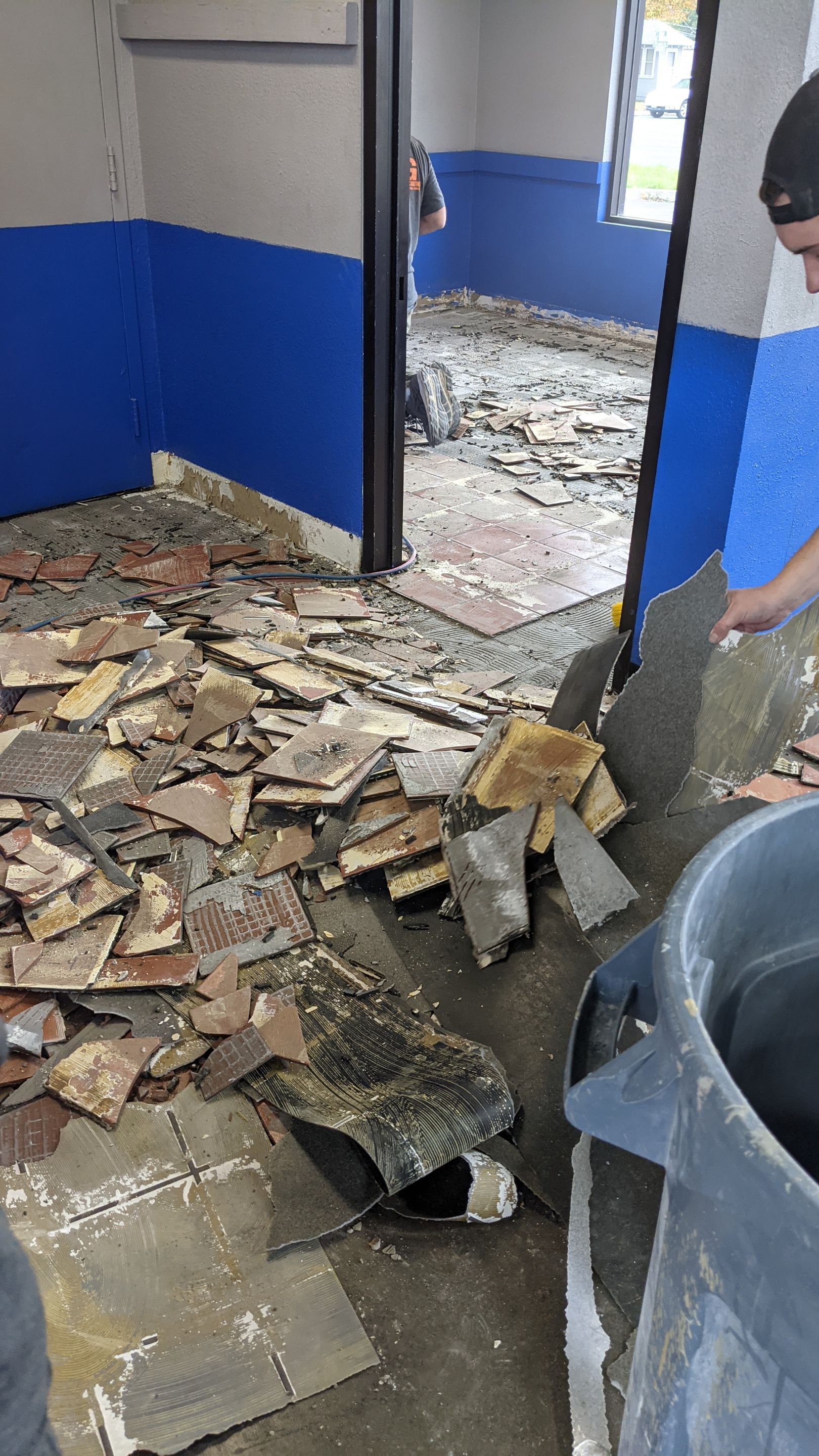 Commercial Floor Transformation using Slate Stone by Croc Coatings, LLC