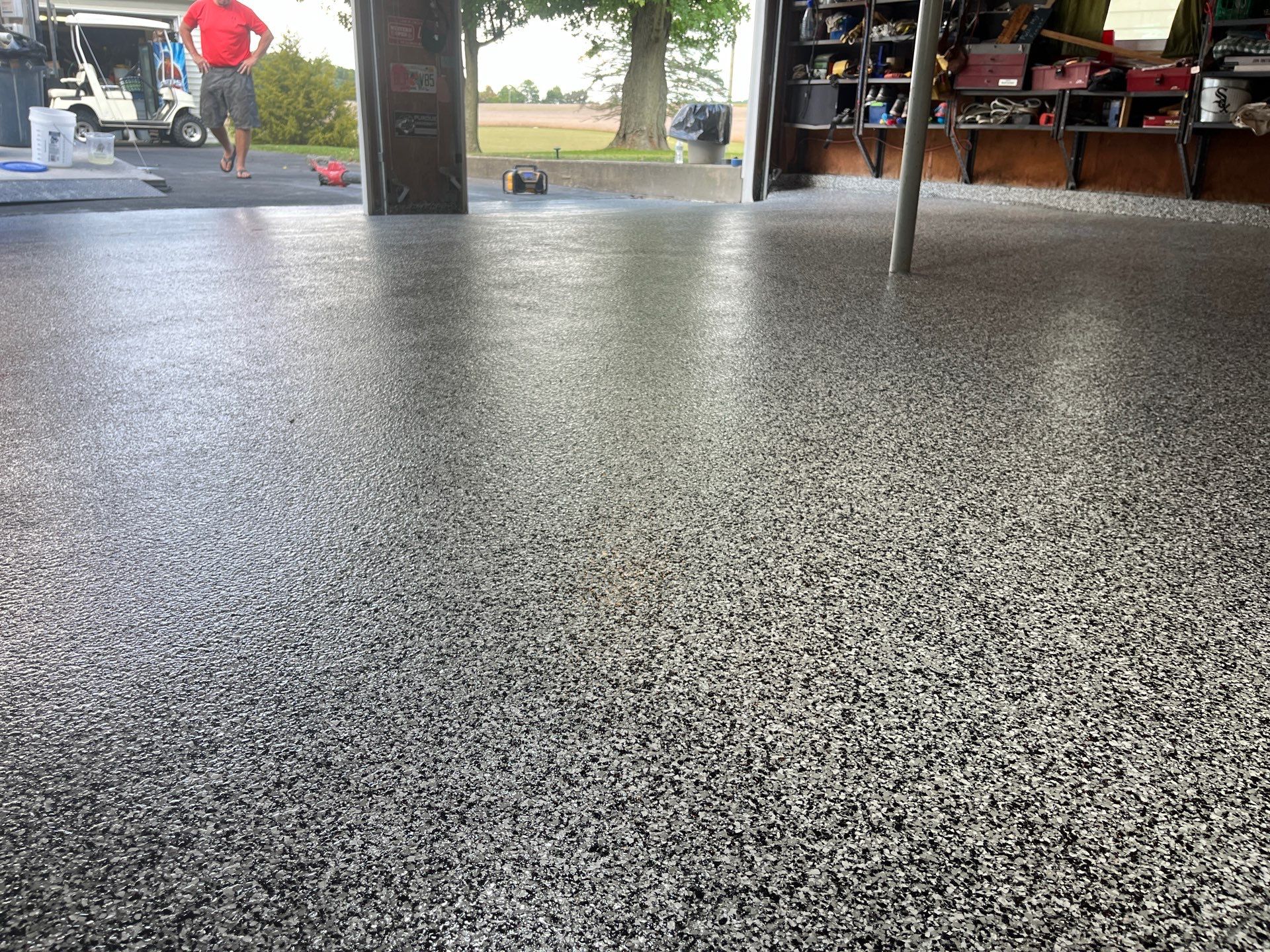 Domino Flake Garage Floor  by Level 10 Coatings