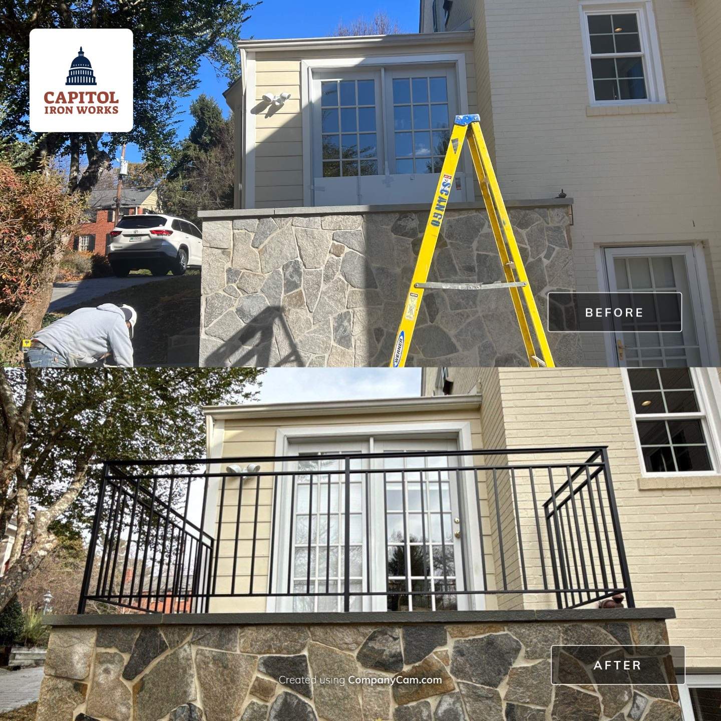 Custom One-Piece Freestanding Iron Railing – Bethesda, MD by Capitol Iron Works