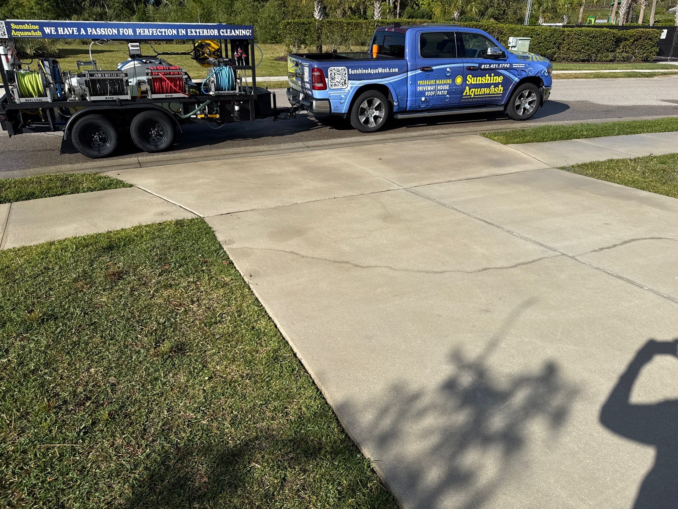 Oil Stain Removal & Concrete Cleaning – The Heights Community, Bradenton, FL by Sunshine AquaWash