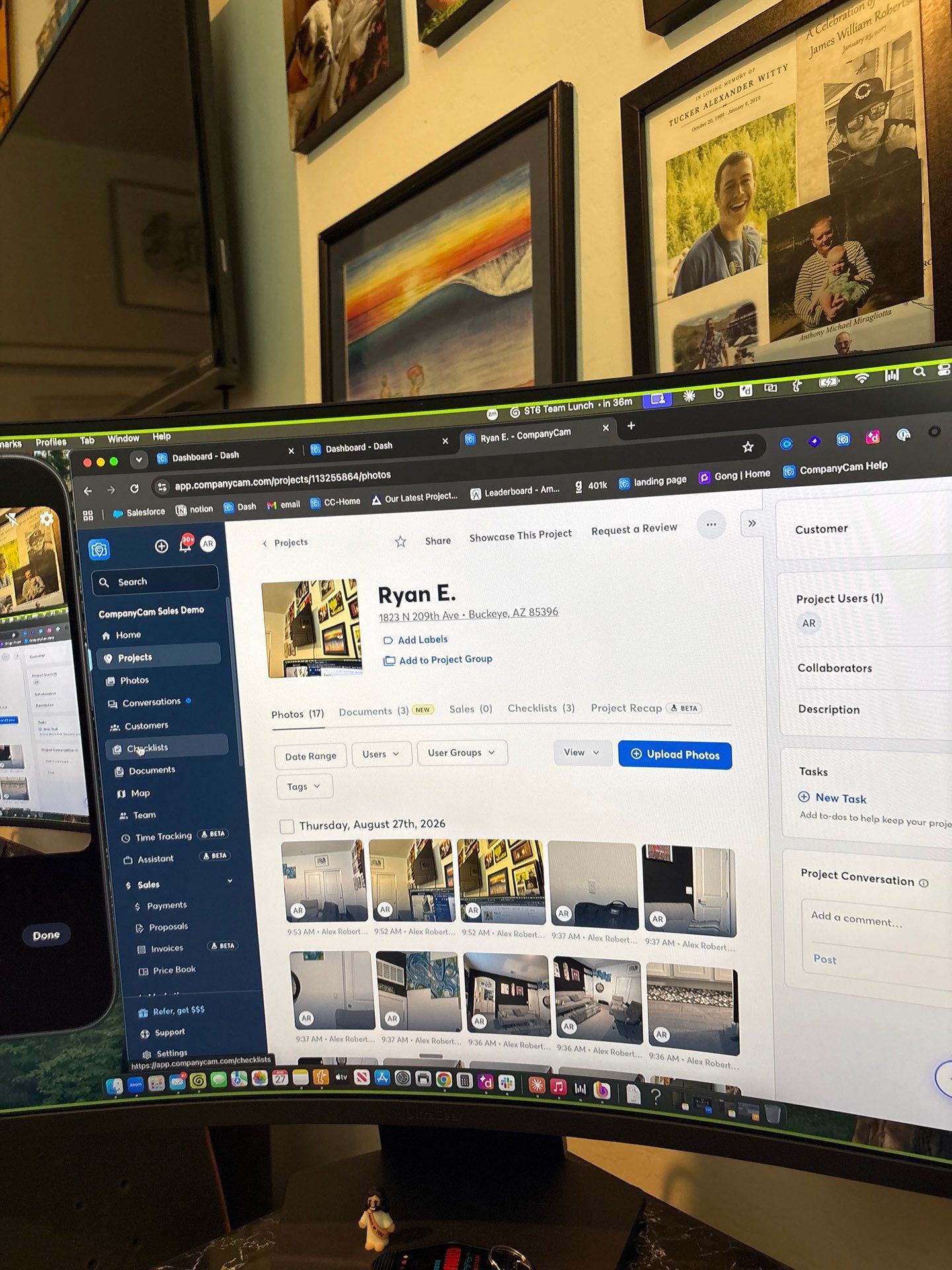 Residential TV Mounting and Media Wall Integration in Buckeye by CompanyCam Sales Demo