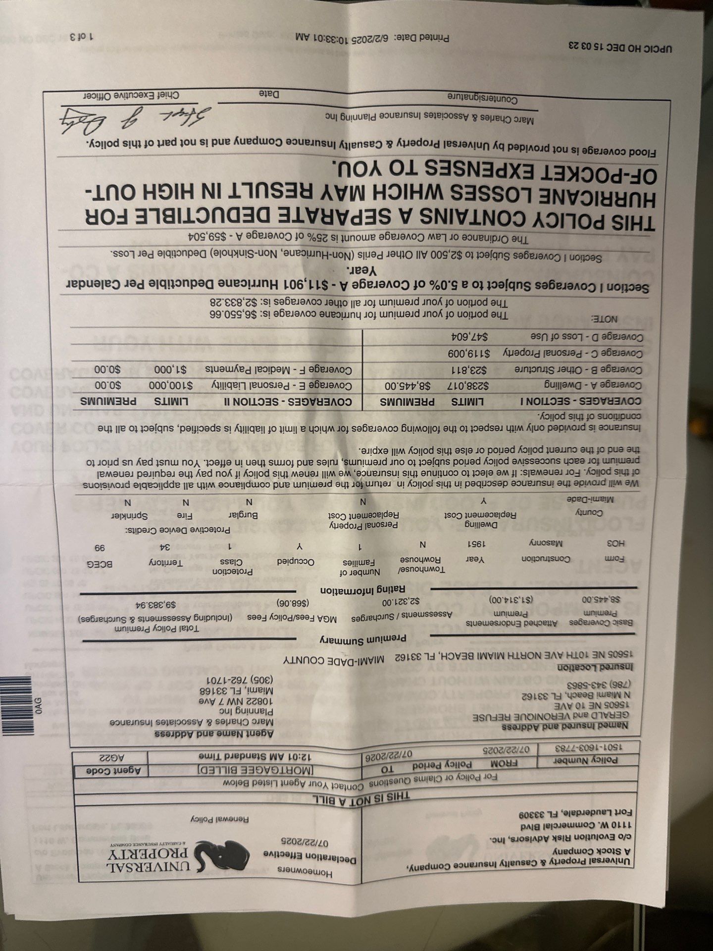 Water Damage Claim in North Miami Beach by FLAPA & KeyStone