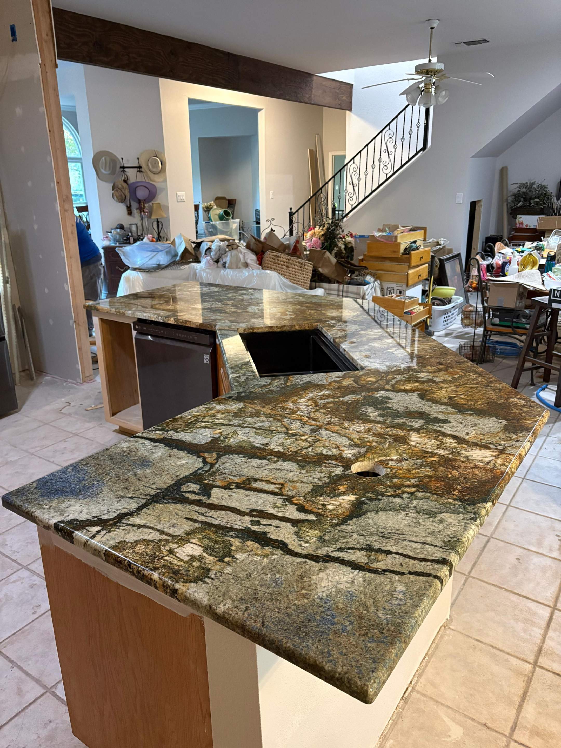 Polished Natural Stone Countertop Installation for Castroville Kitchen by Mena stone surfaces