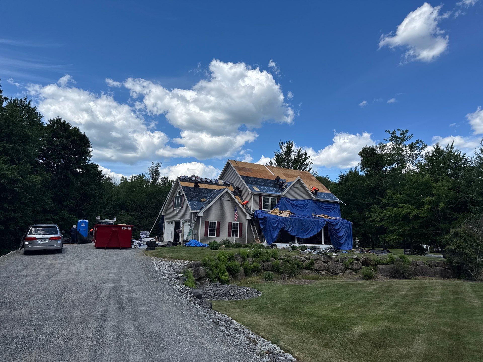 Roof Replacement in Brookline, NH with GAF Timberline HDZ Weathered Wood Shingles by Compass exteriors