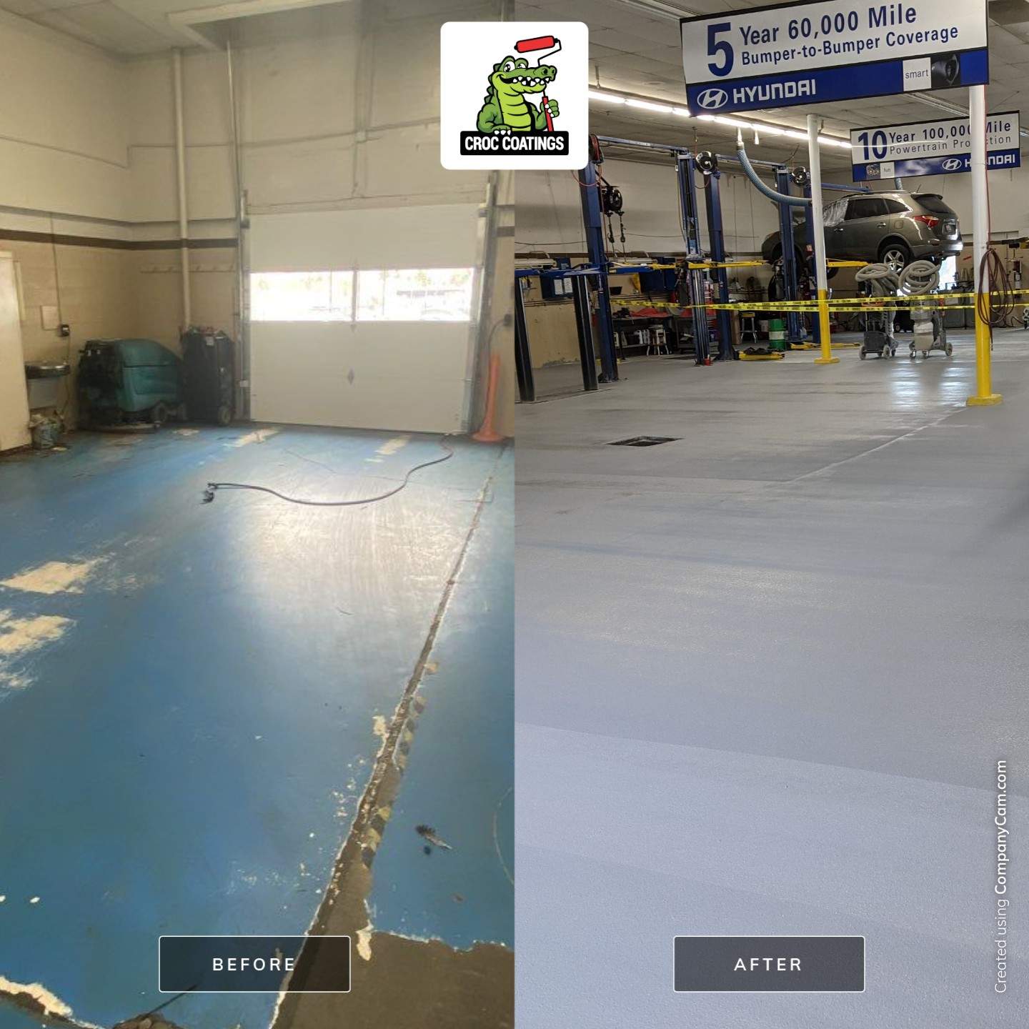 Commercial Floor Transformation using Penntek Shop Floor System by Croc Coatings, LLC