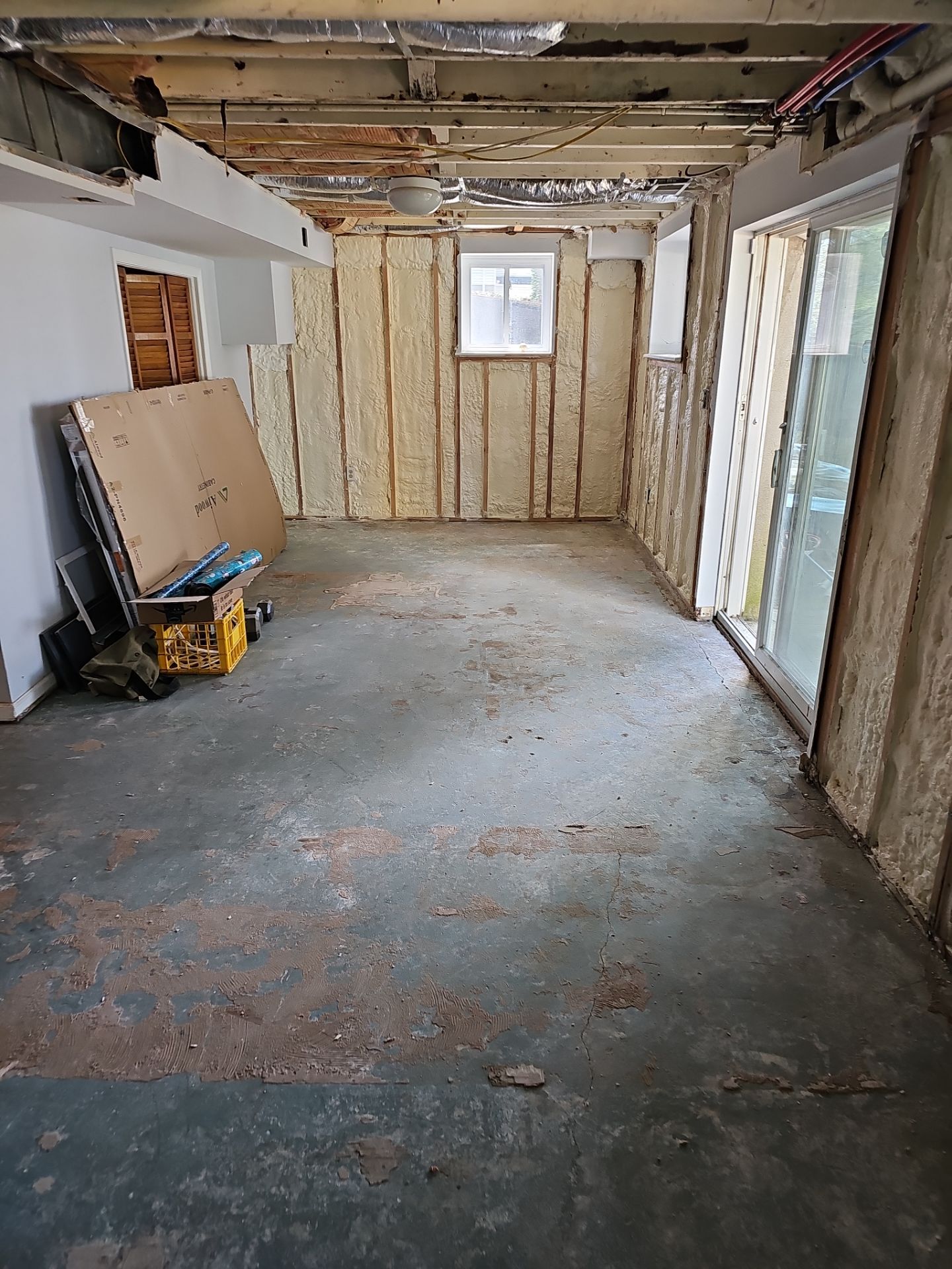 Basement Exterior Walls using Closed Cell Spray Foam by NYS Foam & Energy
