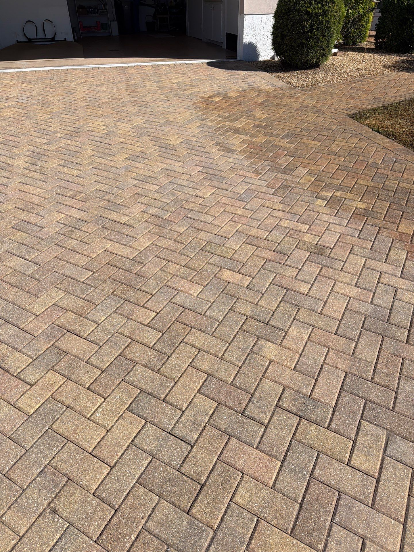 Restoring Herringbone Paver Driveway and Walkway in Sun City Center by Supreme Paver Experts