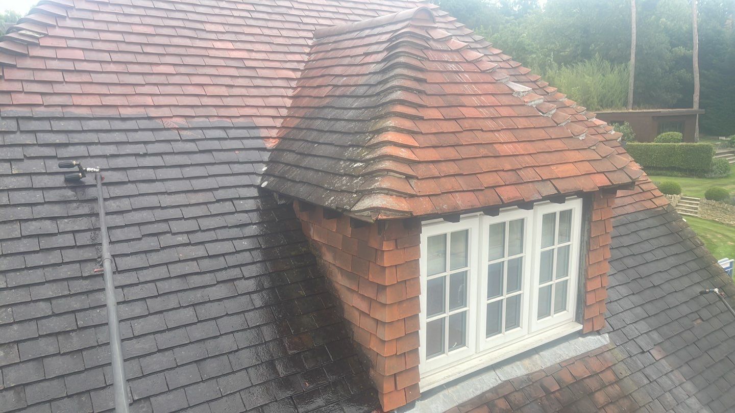 Roof Clean - Biocide Treatment using Honda 15lpm Low Pressure Washing Machine by Ges Exterior Cleaning ltd