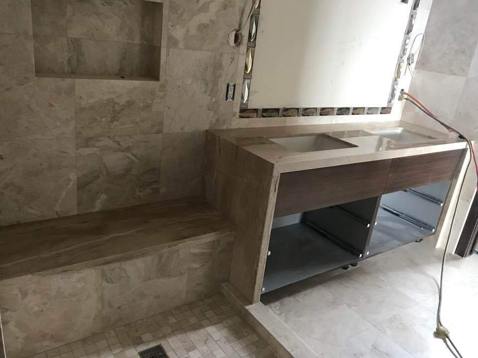 Bathroom renovations in porgress by Mena stone surfaces