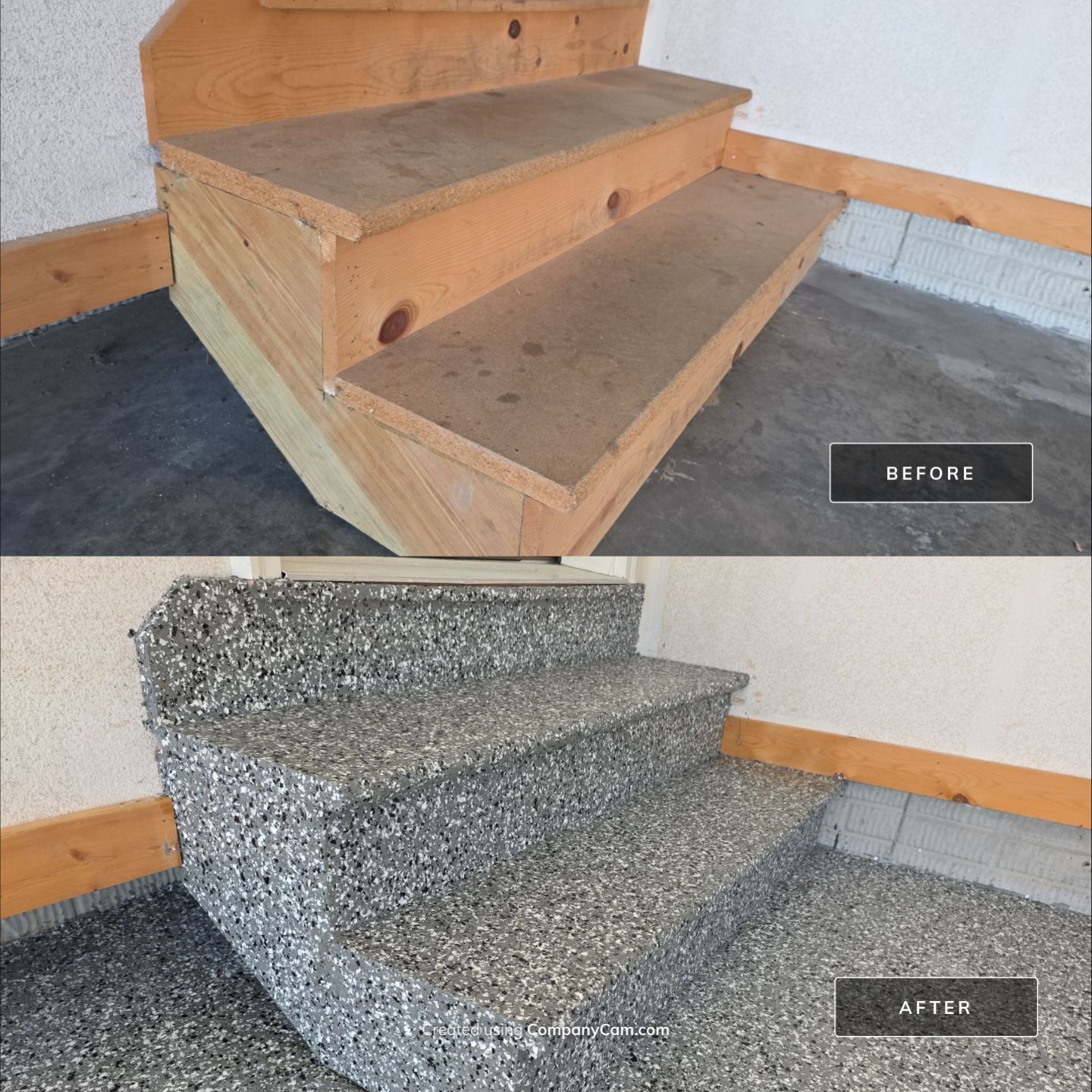 Garage Floor Coating with Smoke Flake by Revival Concrete Coatings, LLC