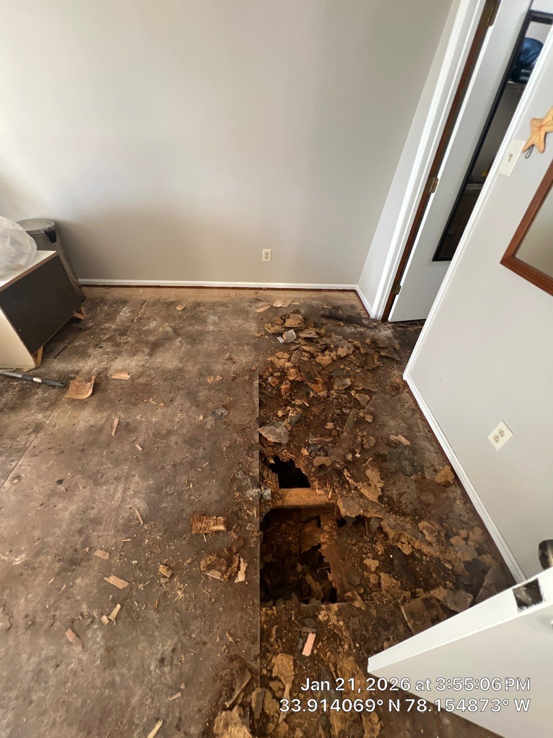 Caving Floors - LVP Structural Floor Repair in Oak Island, NC by Licensed General Contractor by RGR Construction and Roofing, LLC