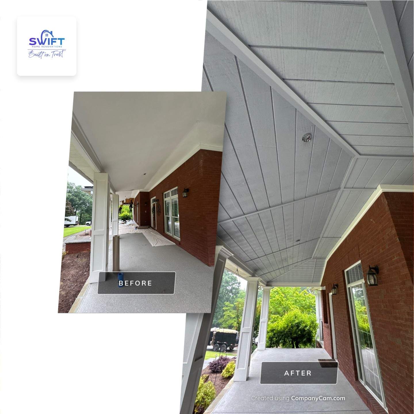 Custom Tongue-and-Groove Porch Ceiling Renovation in Marietta by Swift Home Renovations