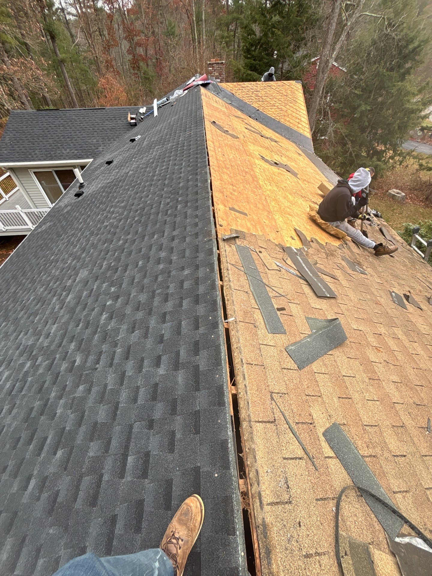 GAF Charcoal Roof Replacement with Vent Leak Repairs, PVC Fascia & Leaf Guard Gutters by Sensible Home Solutions