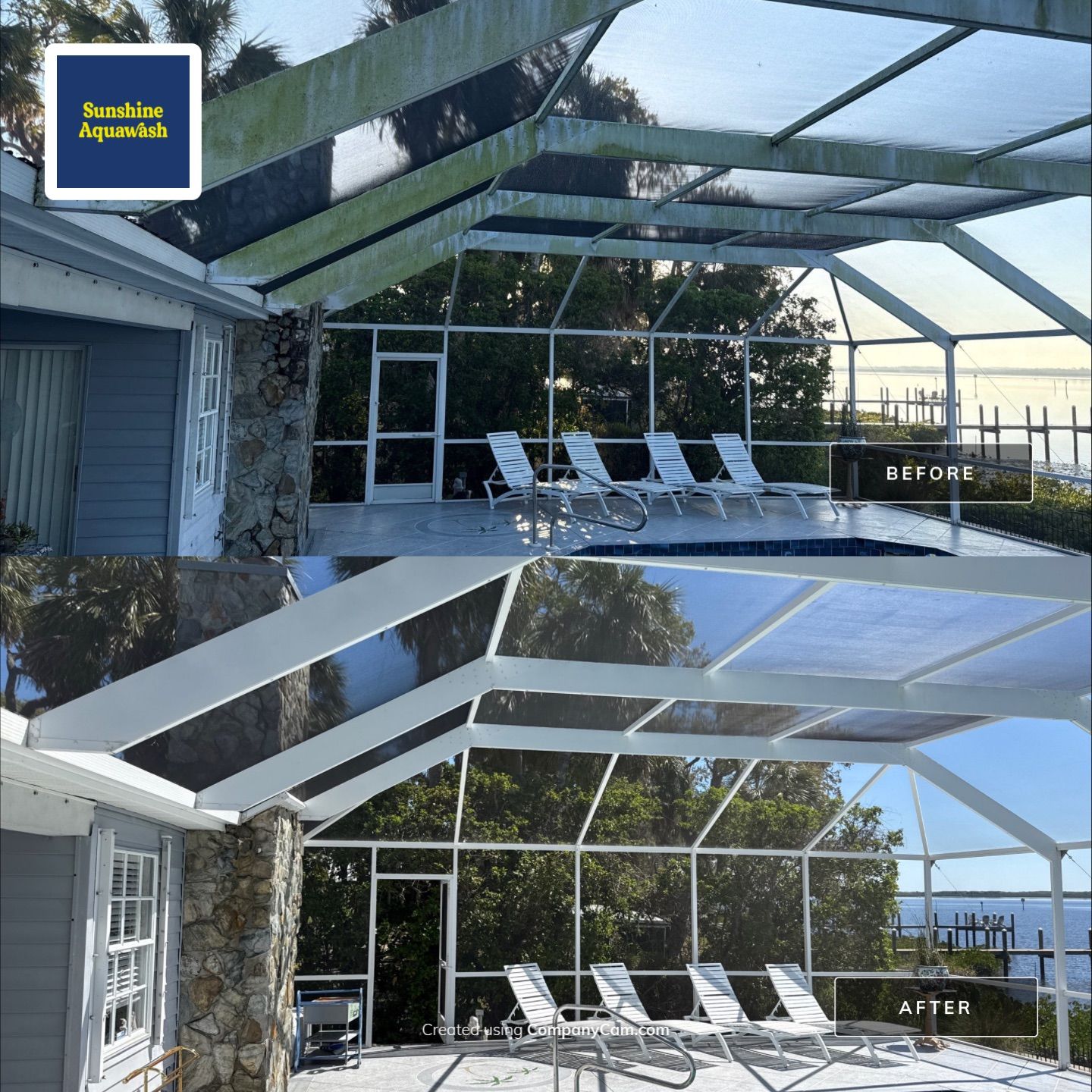 🏡 From Green to Clean! 🌊 Epic House & Pool Cage Cleaning on the Manatee River | Ellenton, FL 💦 by Sunshine AquaWash